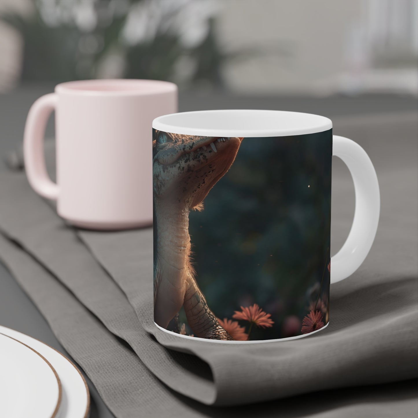 Gentle Crocodile & Butterfly Ceramic Mugs (11oz\15oz\20oz) – Twilight Garden Whispers