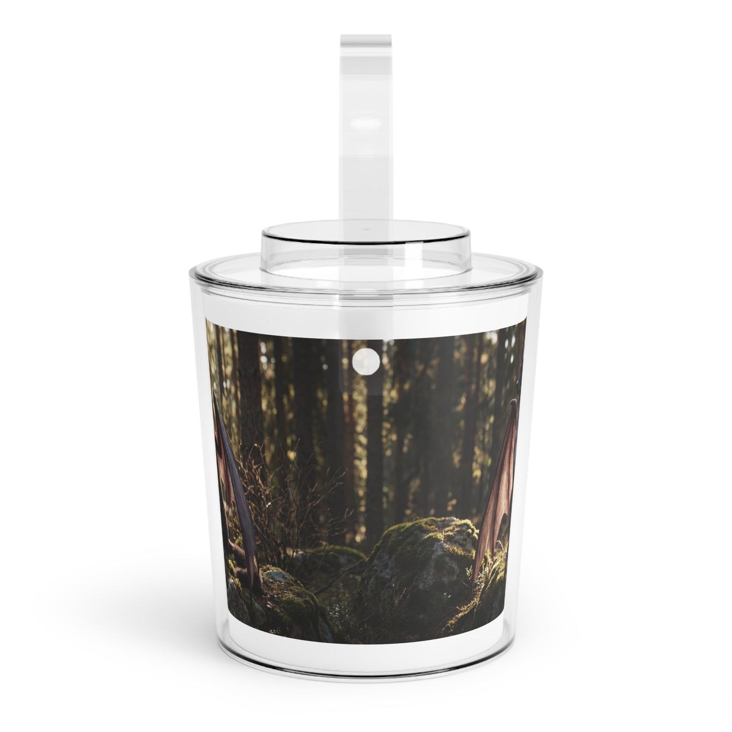 Winged Wolf Guardian Ice Bucket with Tongs – Sunlit Forest Sentinel