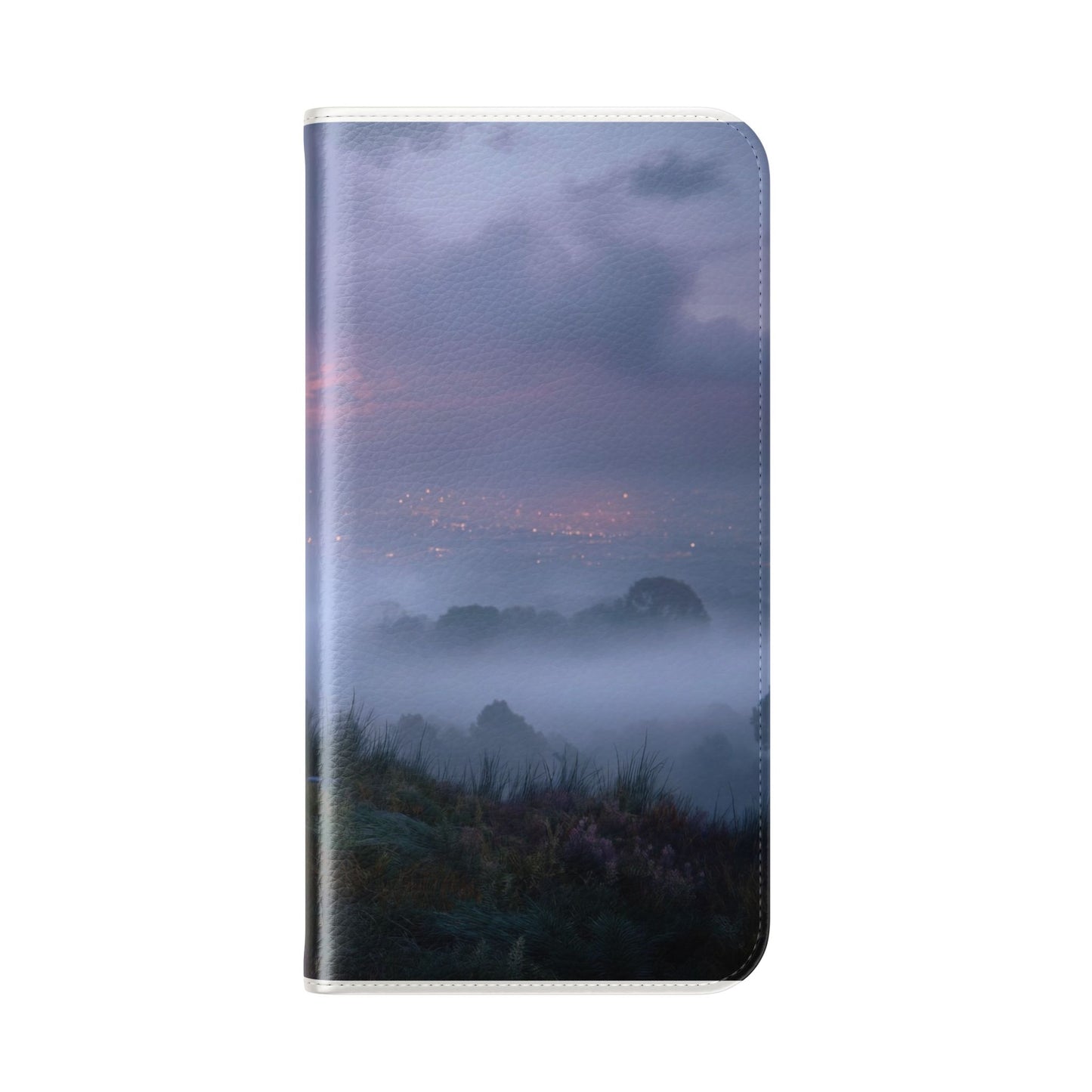 Misty Hilltop Flip Cases – Red-Haired Wanderer at Twilight