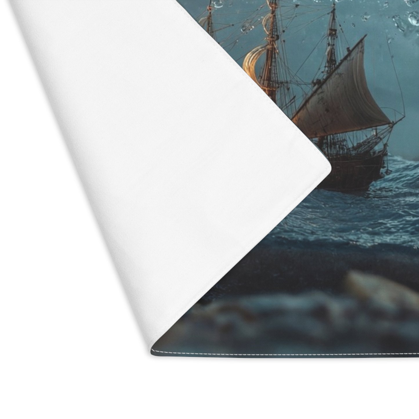 Storm-Ship in Bottle Placemat – Pocketed Seascape for Your Table