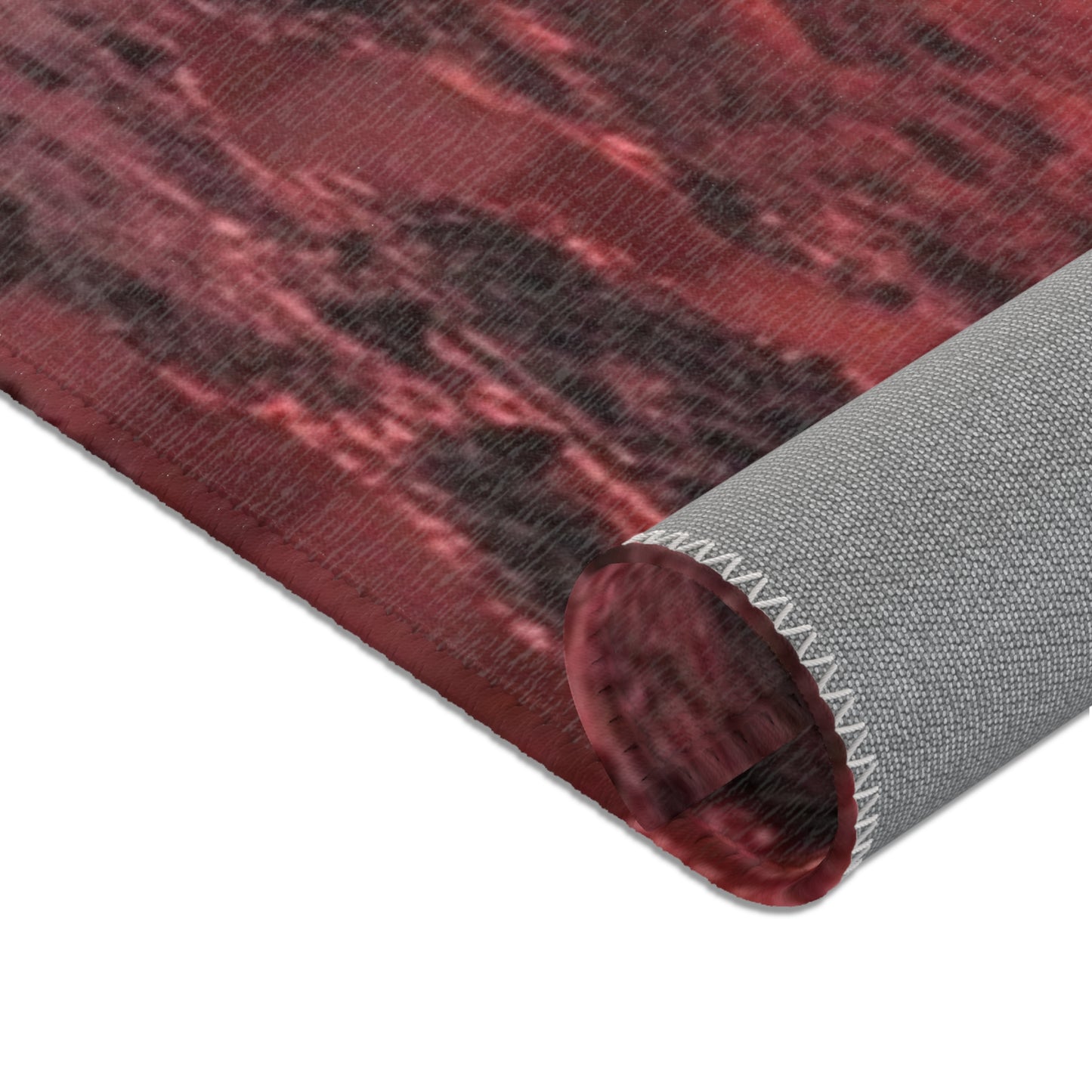 Crimson Circus Tent Area Rug – Fogbound Wonder on the Shore