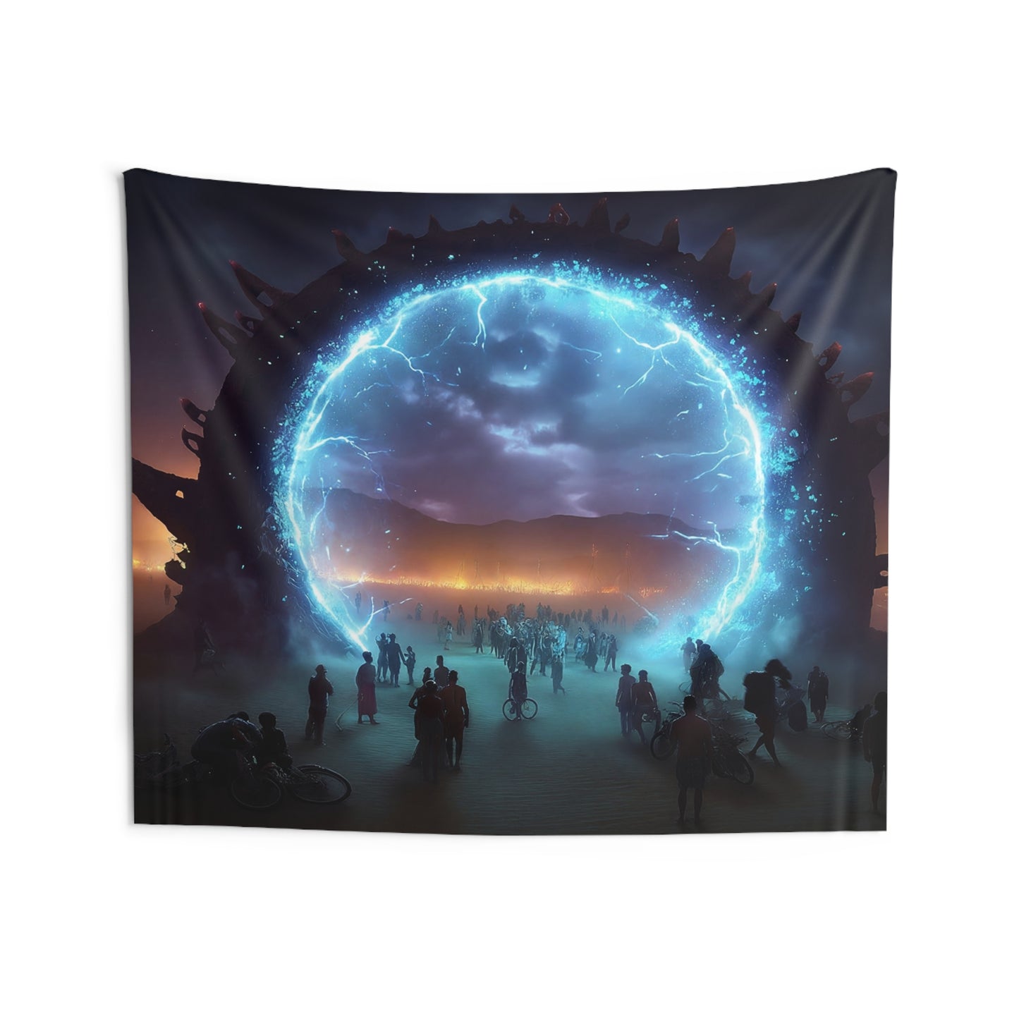 Celestial Portal Wall Tapestry – Electric Rift in the Desert Night