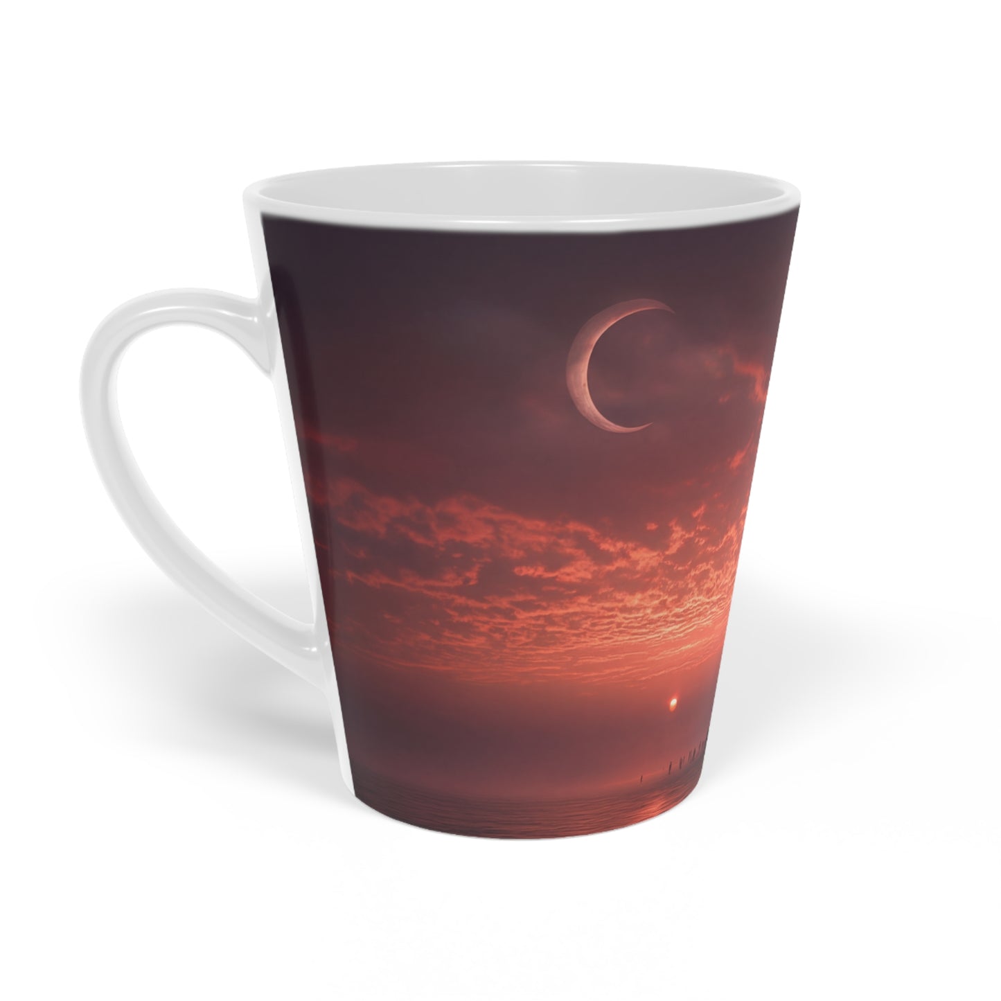 Crimson Horizon Lantern Mug – Twilight Staircase Coffee Cup
