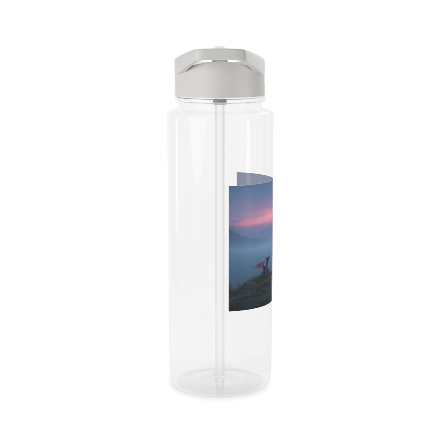 Mistbound Guardian Tritan Water Bottle – Pink Dragon & Dusk Sentinel