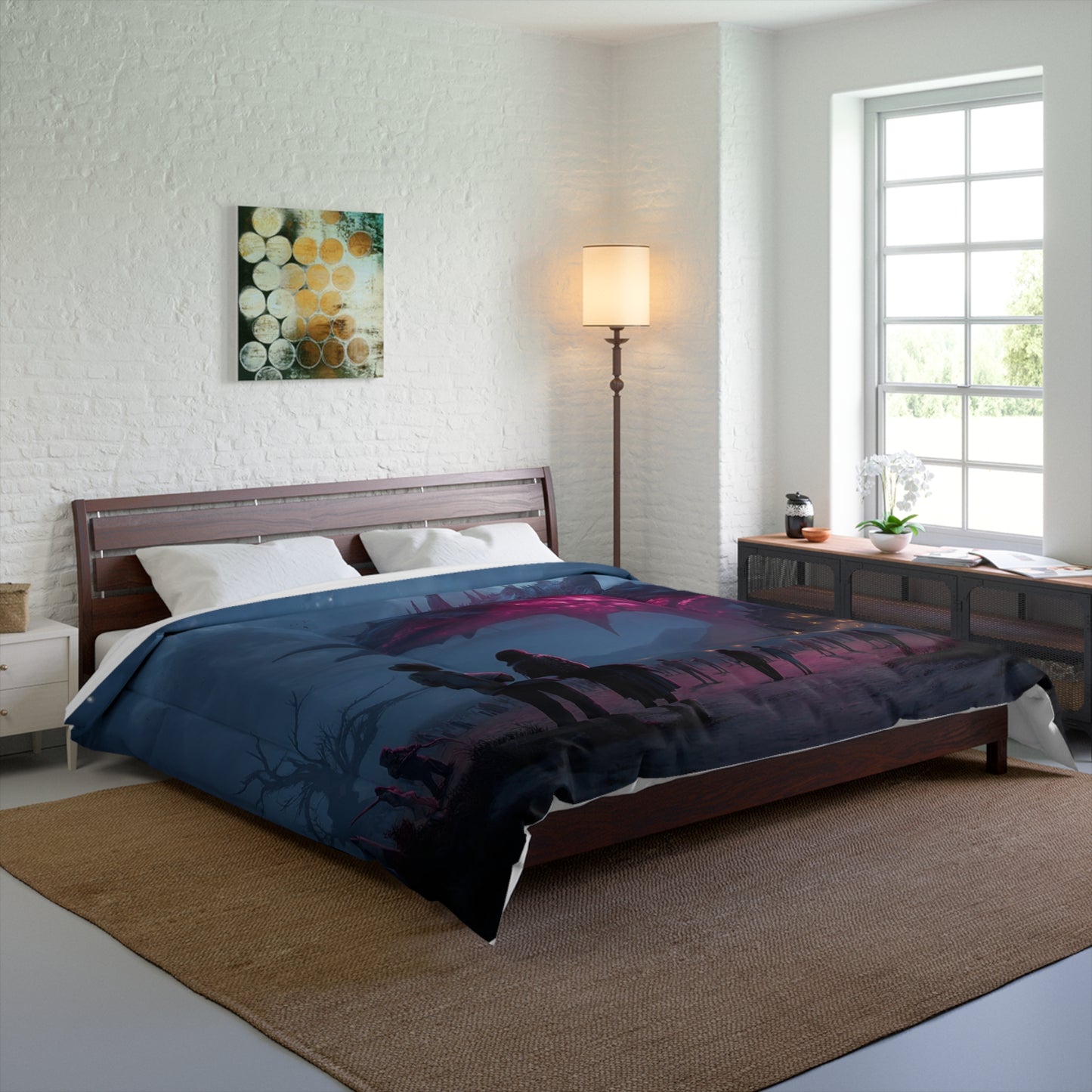 Celestial Leviathan Comforter – Crimson Skyborne Sentinel Dreamscape