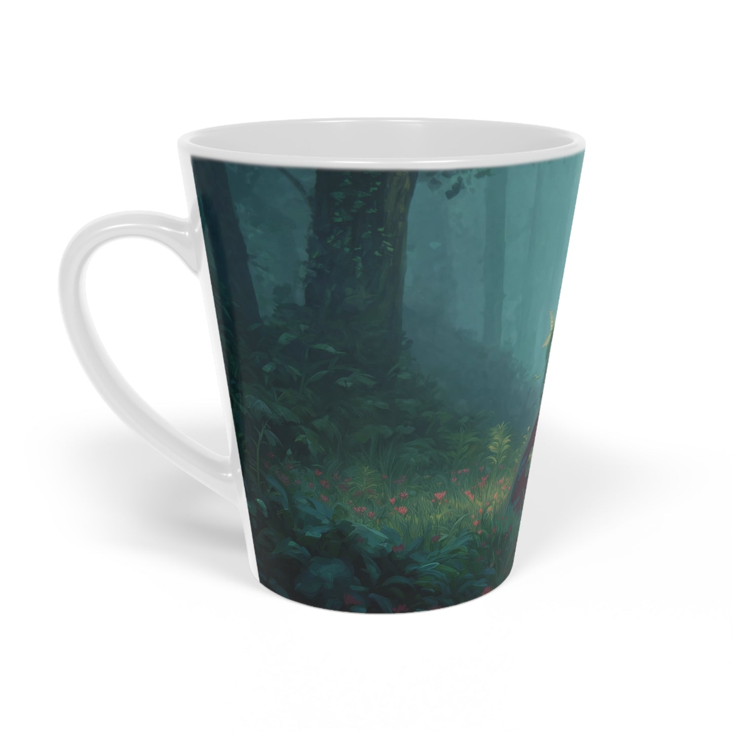 Forest Sentinel Latte Mug, 12oz – Emerald Grove Guardian Portrait