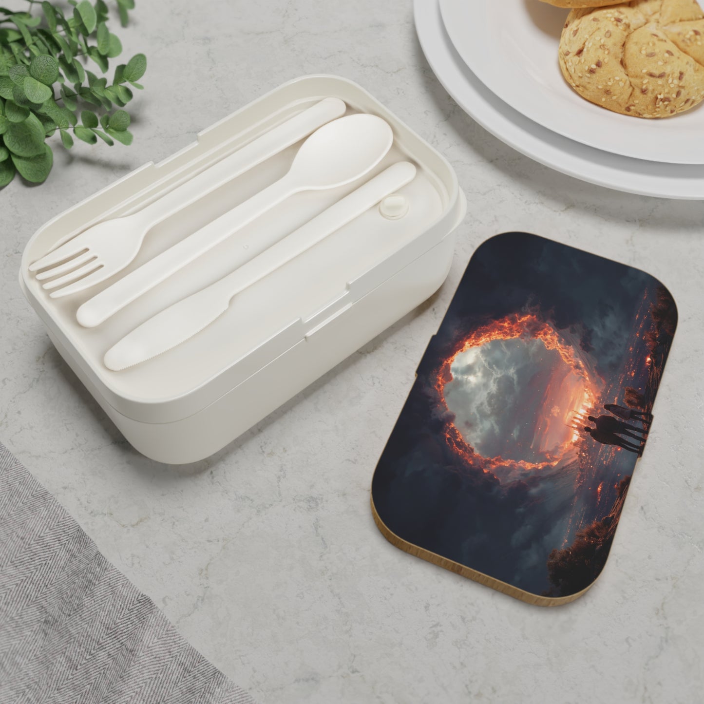 Celestial Portal Bento Lunch Box – Family Gazing at the City Beyond