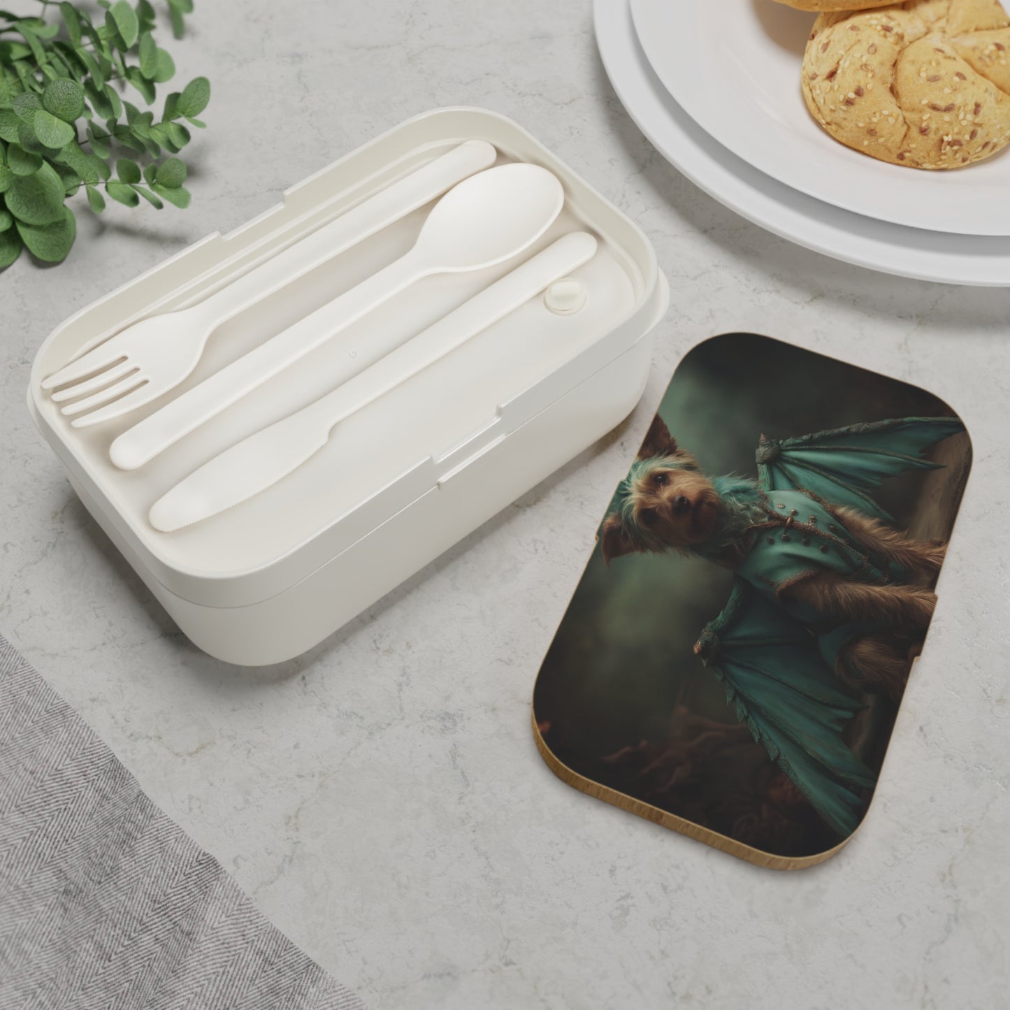 Dragon Knight Yorkshire Terrier Bento Lunch Box – Emerald Winged Guardian