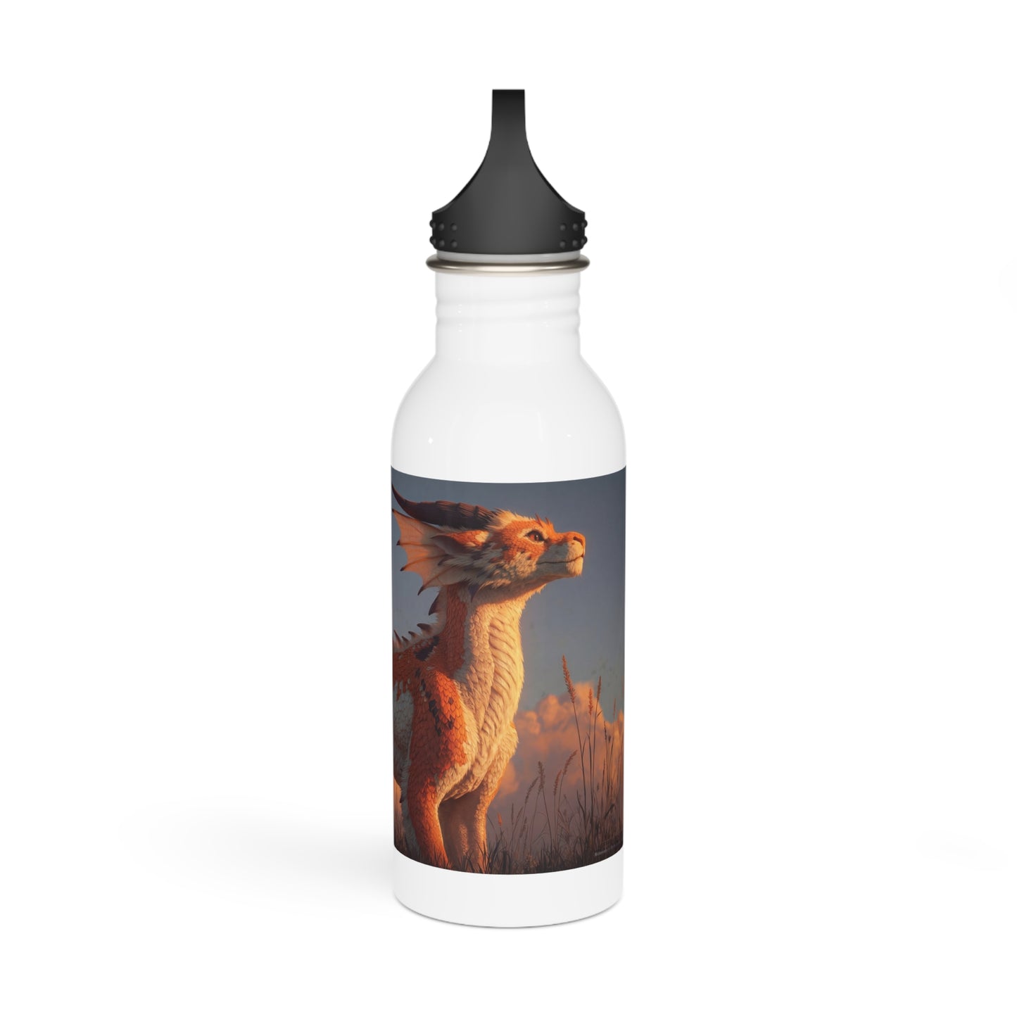 Sunset Dragon Stainless Steel Water Bottle – Warm Ember Guardian