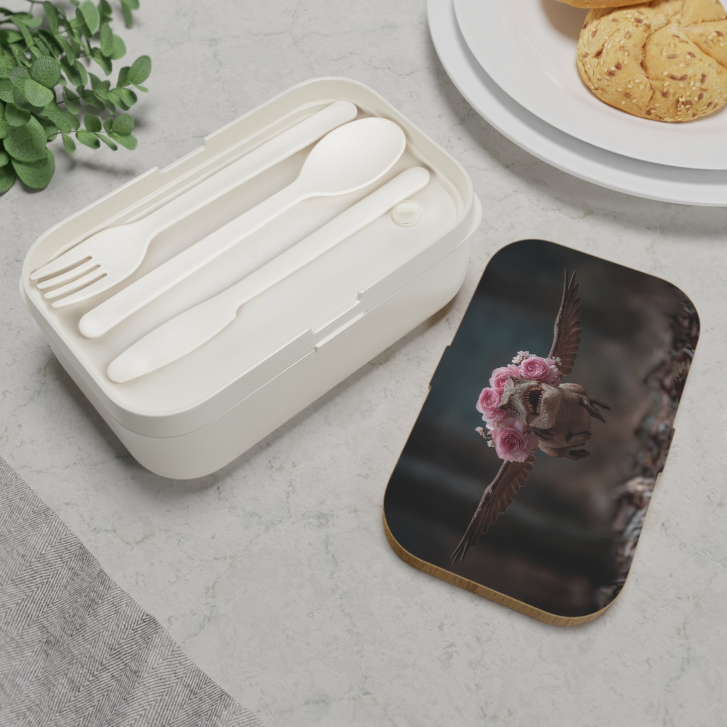Rose-Crowned Tyrannosaurus Bento Lunch Box – Forest Flight Fantasy