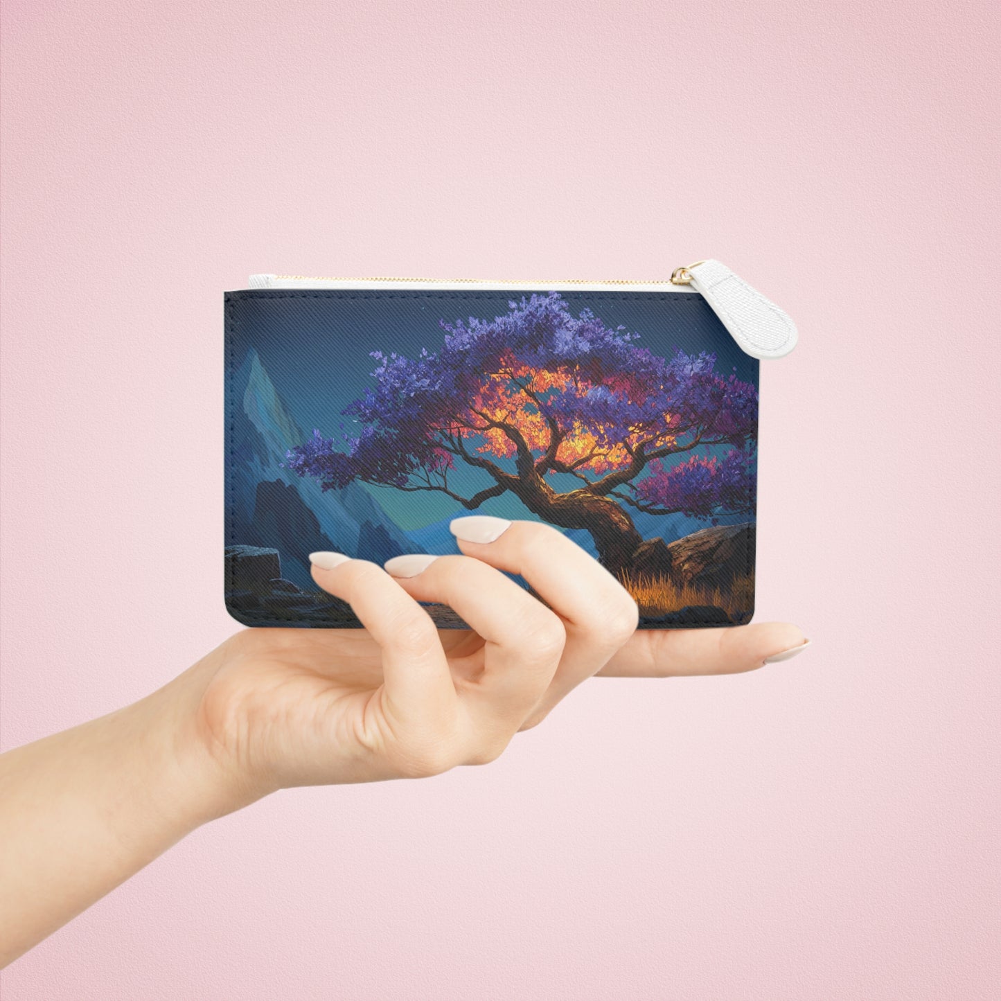 Twilight Sentinel Tree Mini Clutch Bag – Celestial Bloom Under Starlit Peaks