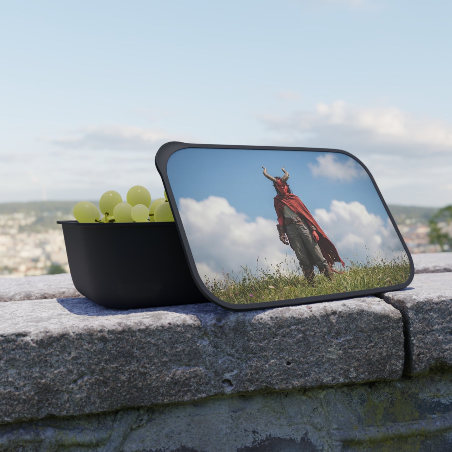 Horned Guardian PLA Bento Box with Band and Utensils – Sunset Meadow Sentinel
