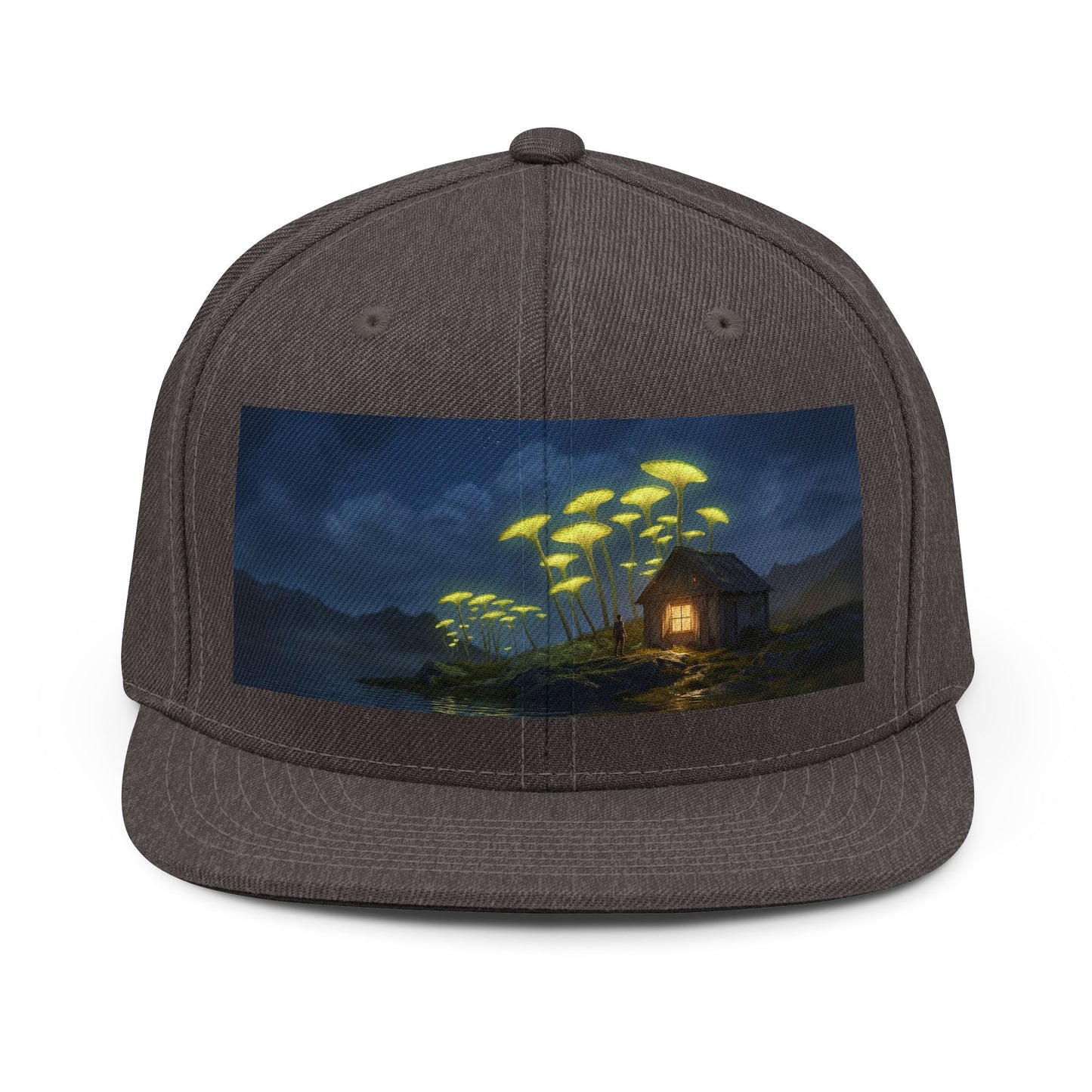 Glowing Mushroom Sentinel Unisex Snapback Hat – Twilight Watchkeeper Design