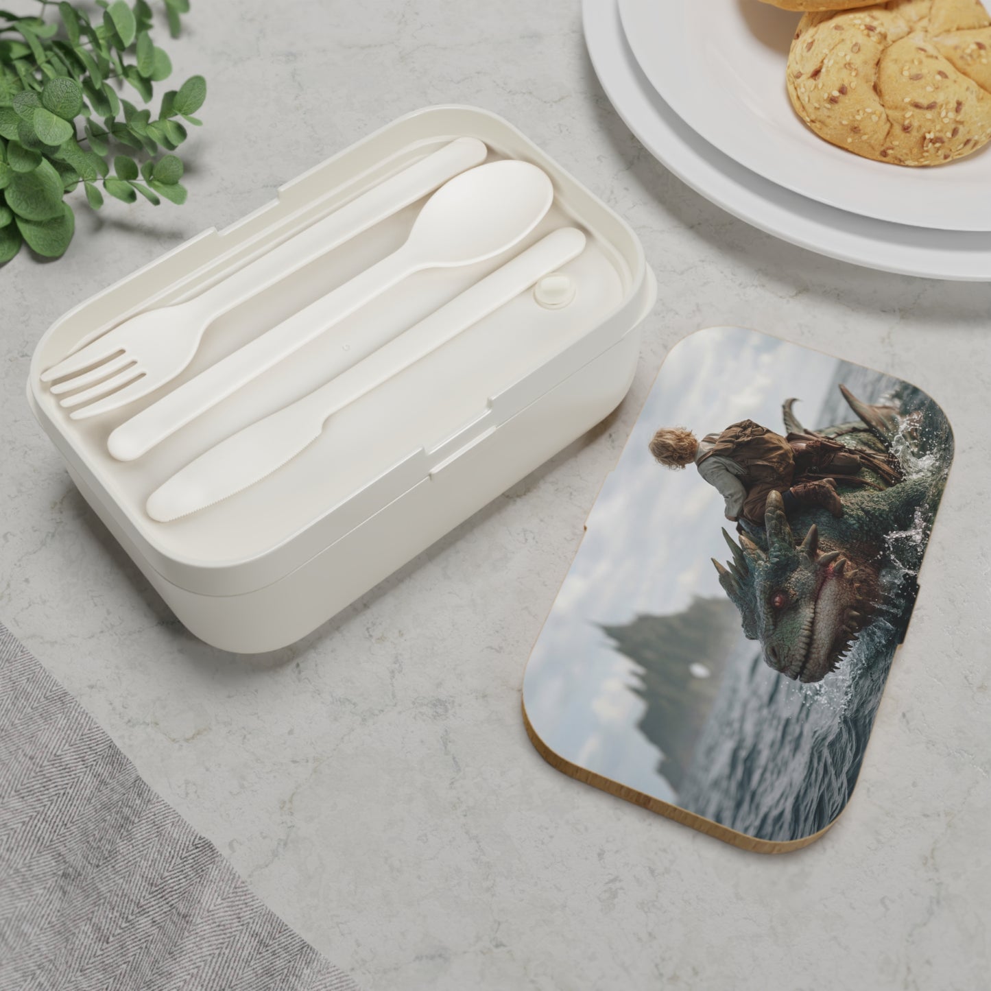 Sea Dragon Rider Bento Lunch Box – Whimsical Voyage to the Isle of Mist
