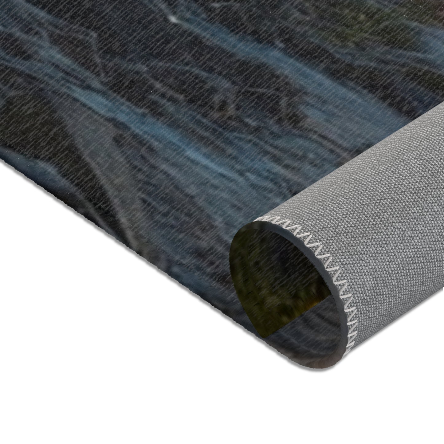 Whispering Forest Stream Rug – Azure Luminescence Dreamscape