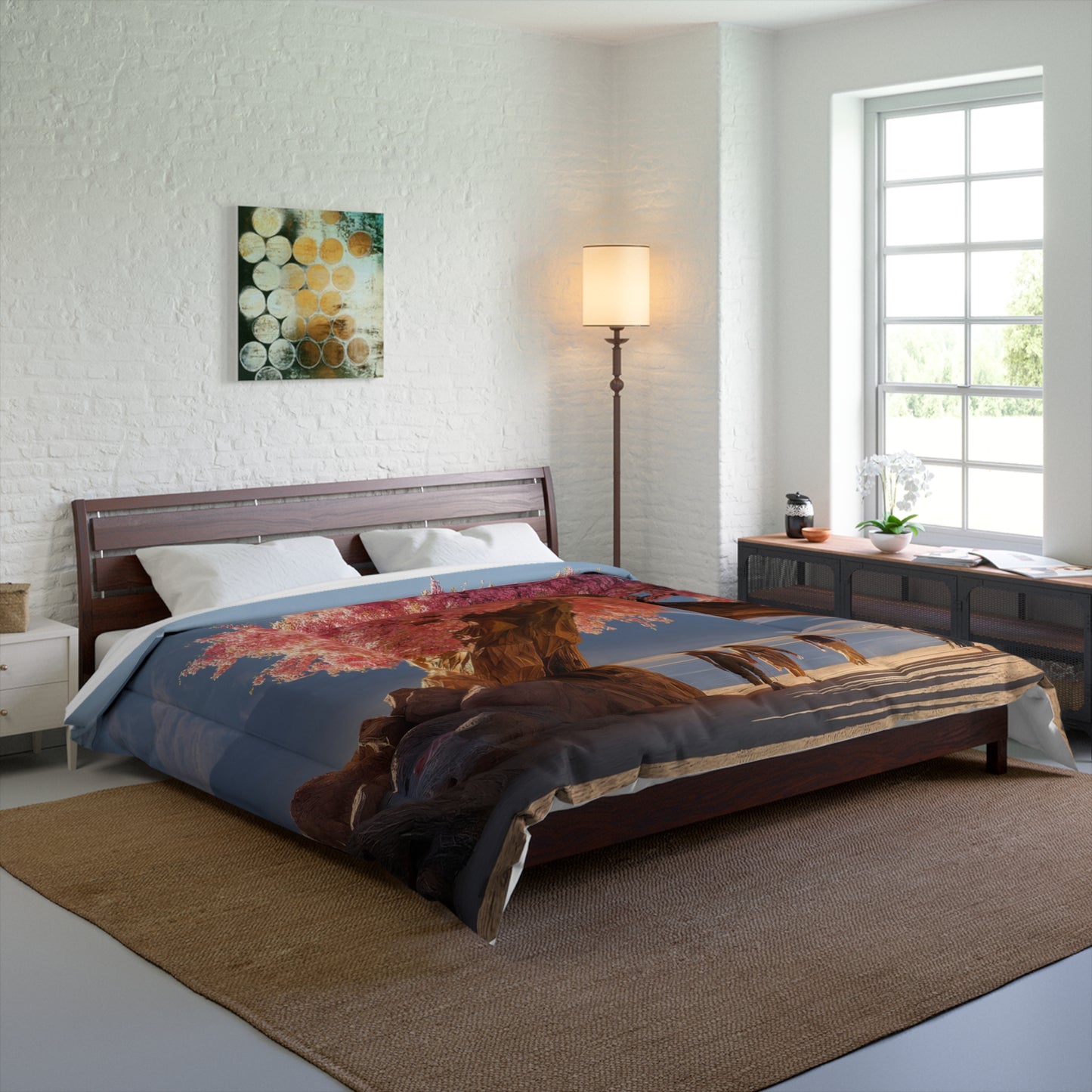 Blossom Arch Comforter – Desert Sanctuary Under Pink Canopies
