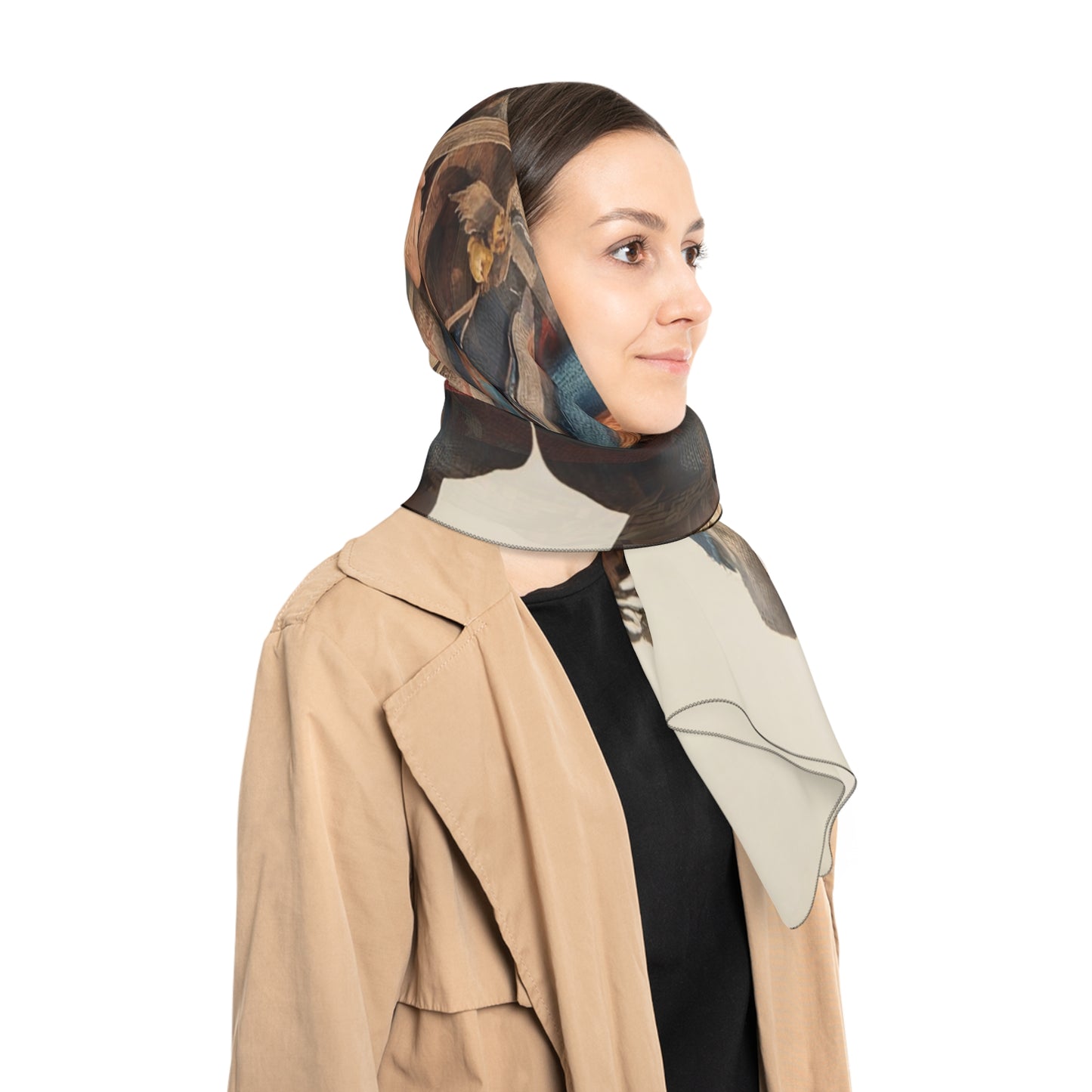 Forest Sage Poly Scarf – Whimsical Herbalist with Mushroom Staff