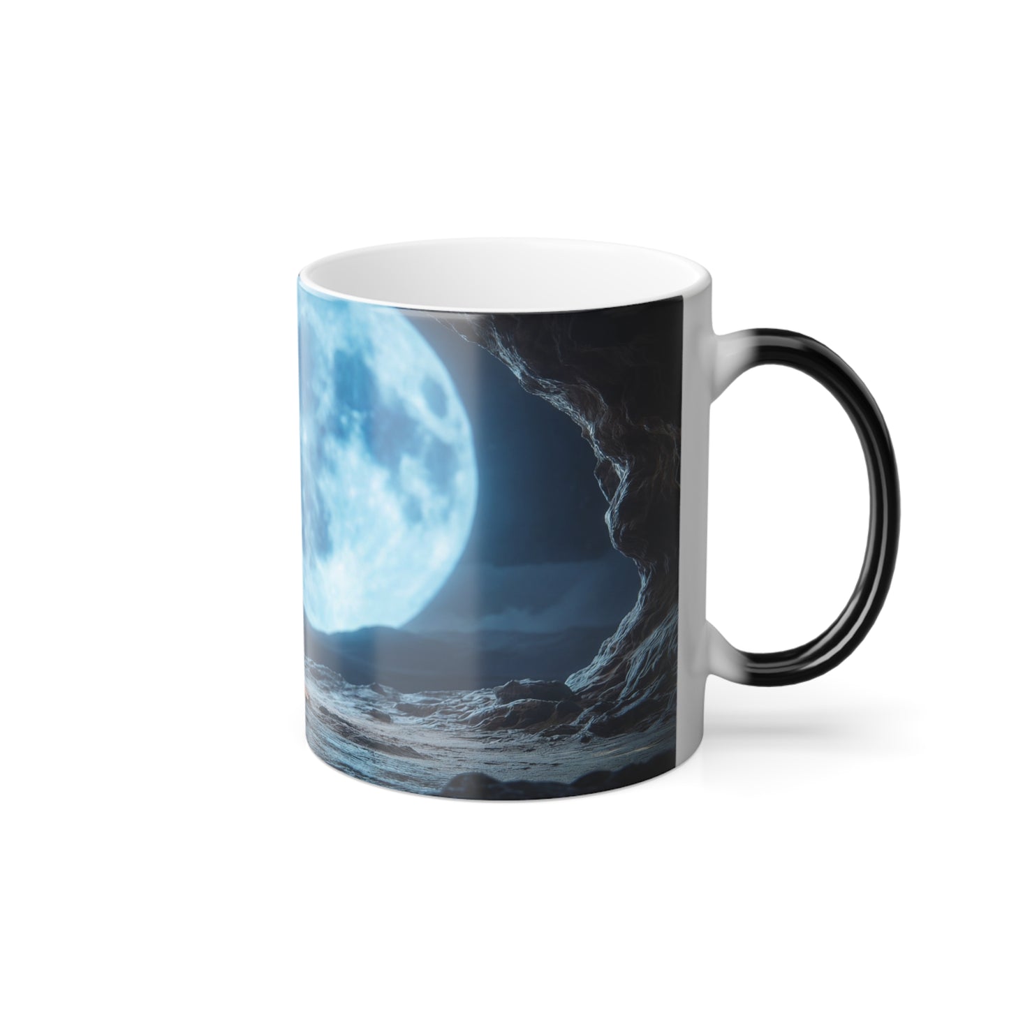 Moonlit Monk Meditation Mug – Serene Cave Illuminated by Celestial Glow
