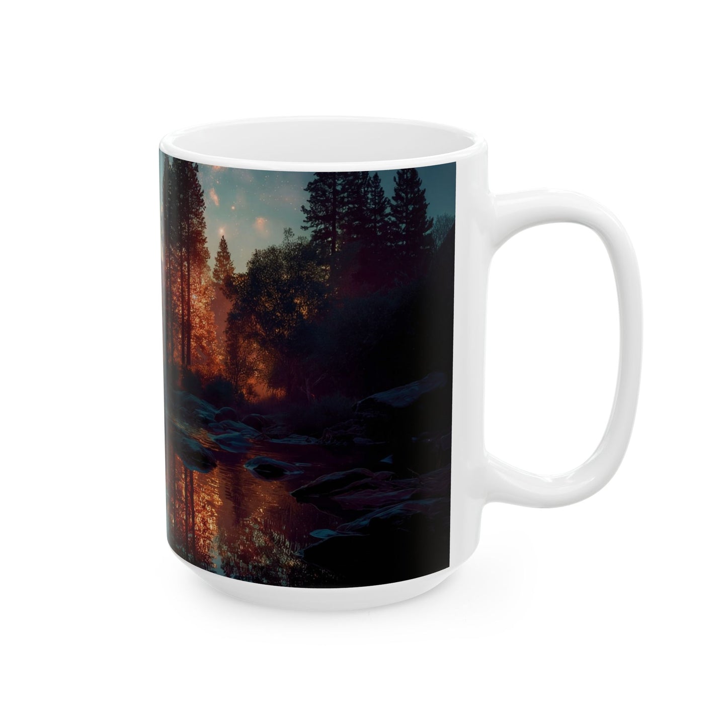 Starlit River Reflection Mug – Half Dome Twilight Dreamscape
