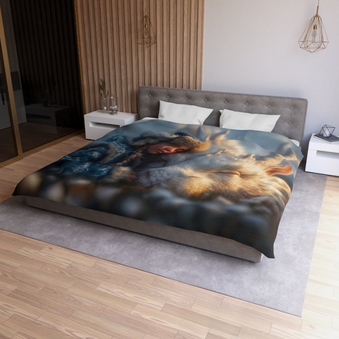 Dragon Guardian Duvet Cover – Snowy Sentinels Resting Together