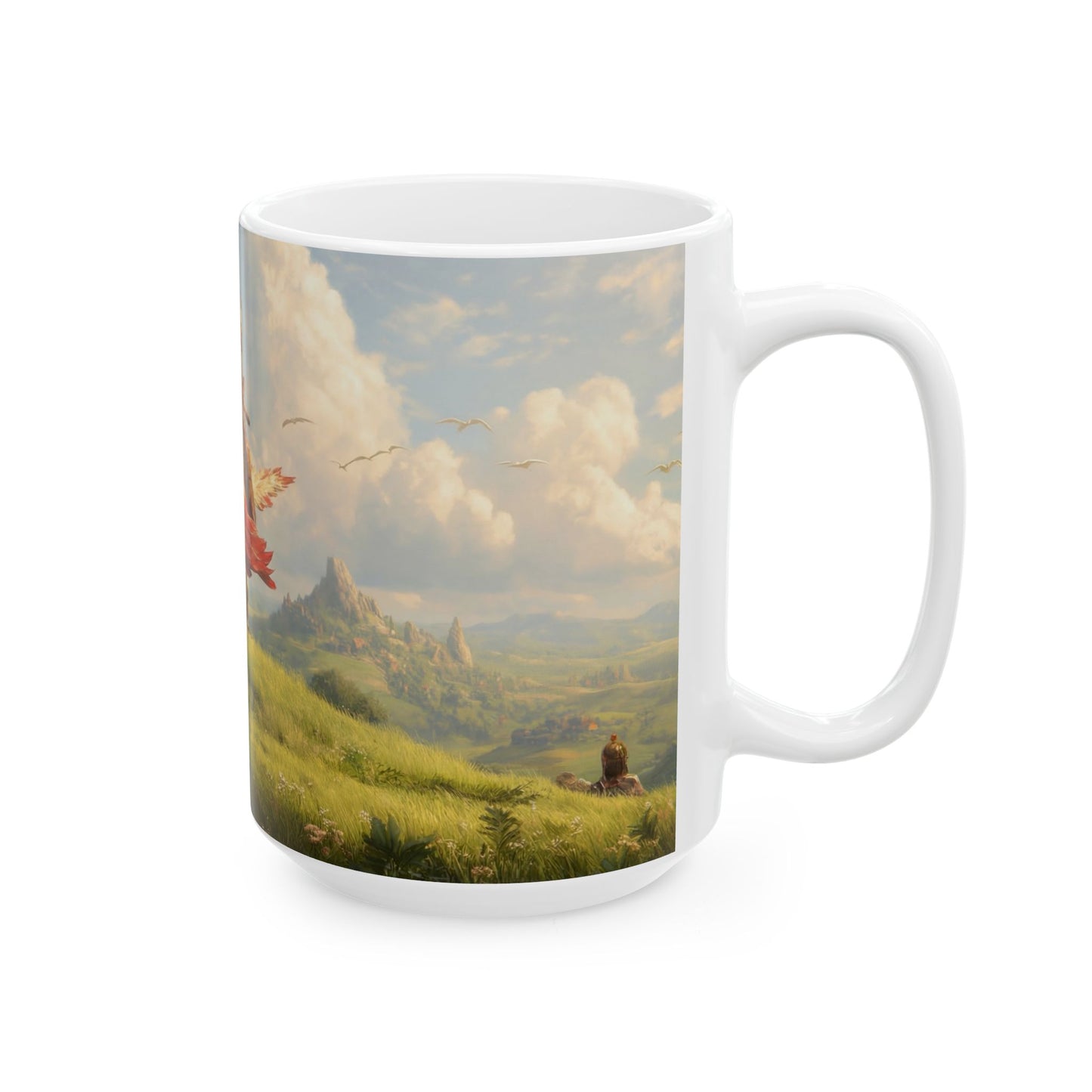 Skybound Sentinel Ceramic Mug, (11oz, 15oz) – White Eagle with Red Crest
