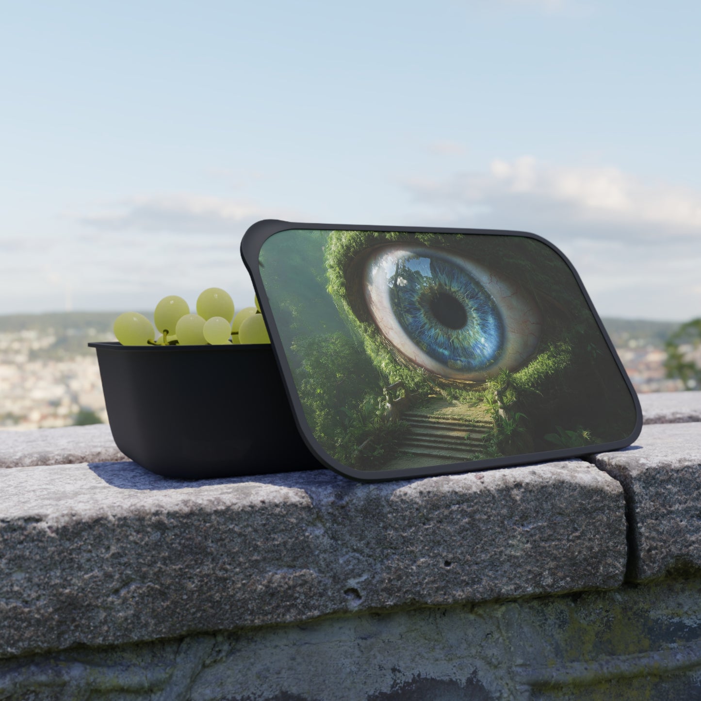 Guardian Eye Forest PLA Bento Box with Band and Utensils – Verdant Watchtower Dreamscape