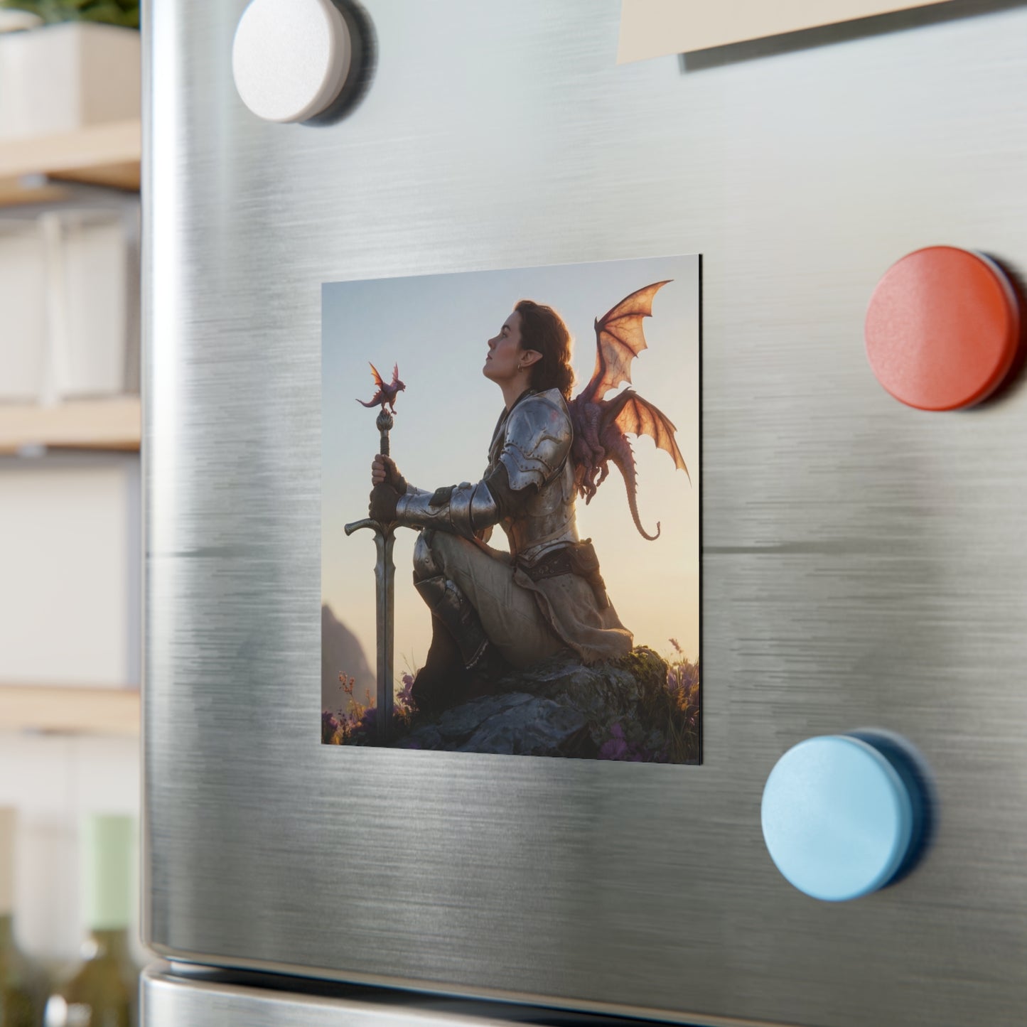 Dragon Rider Sentinel Magnet – Sunset Peak Guardian