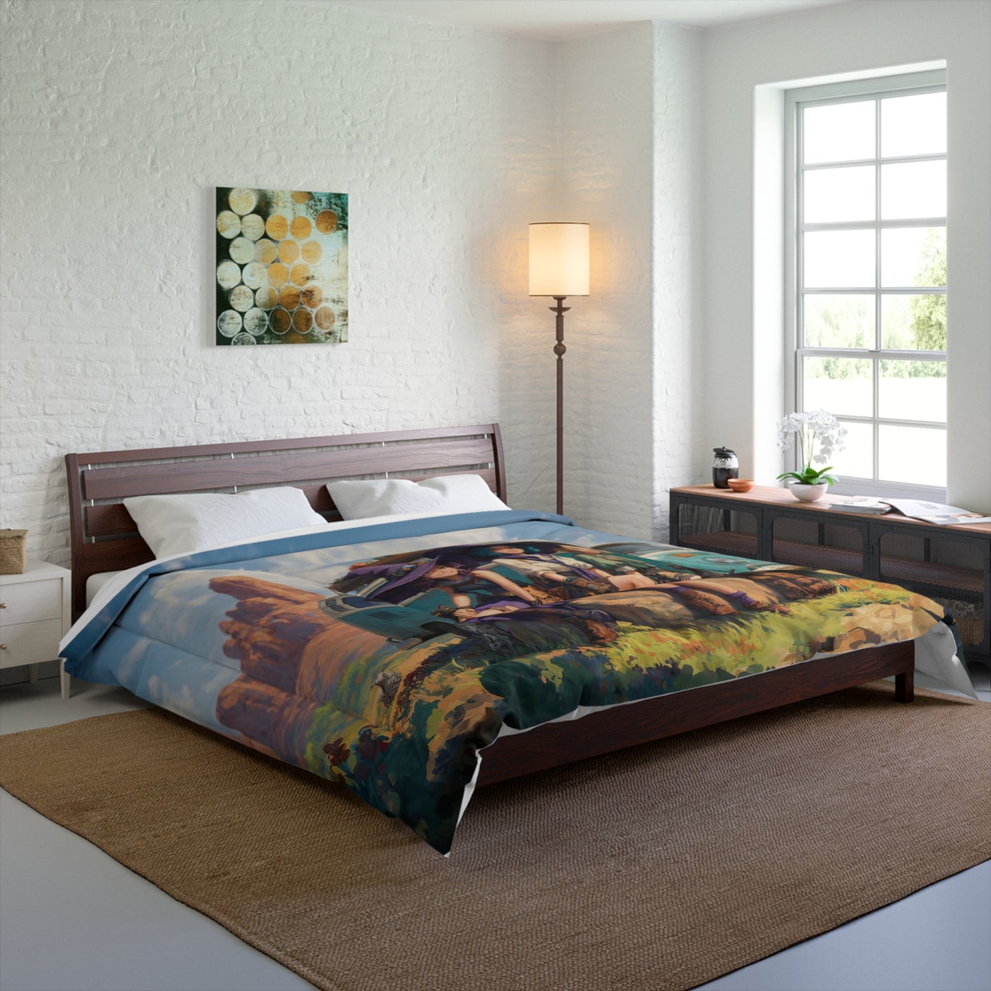 Witch Trio Road Trip Comforter – Sun-Dappled Desert Adventure