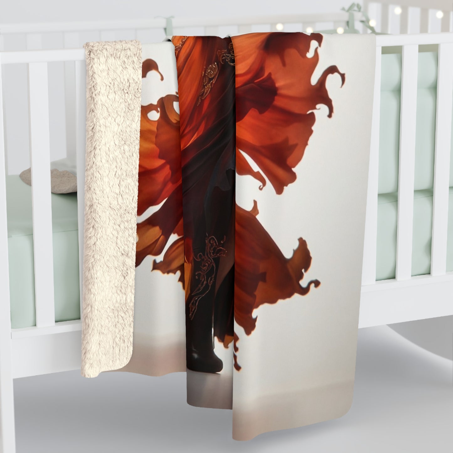 Fiery Phoenix Dancer Sherpa Fleece Blanket – Embers of Grace and Movement
