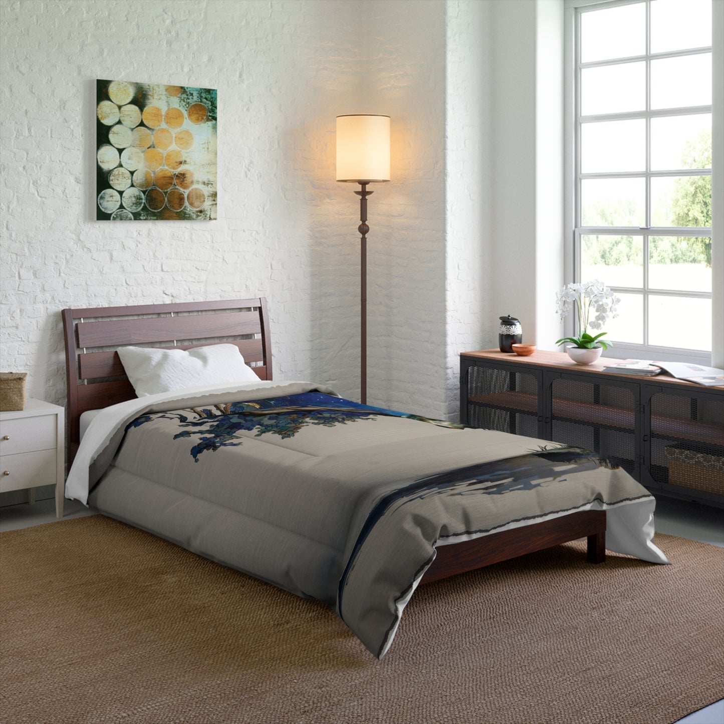 Celestial Stag Comforter – Moonlit Antlers and Starry Sky