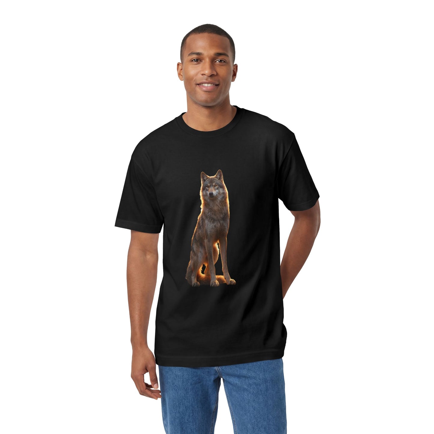 Guardian Wolf Classic Tee – Golden Hour Sentinel Portrait
