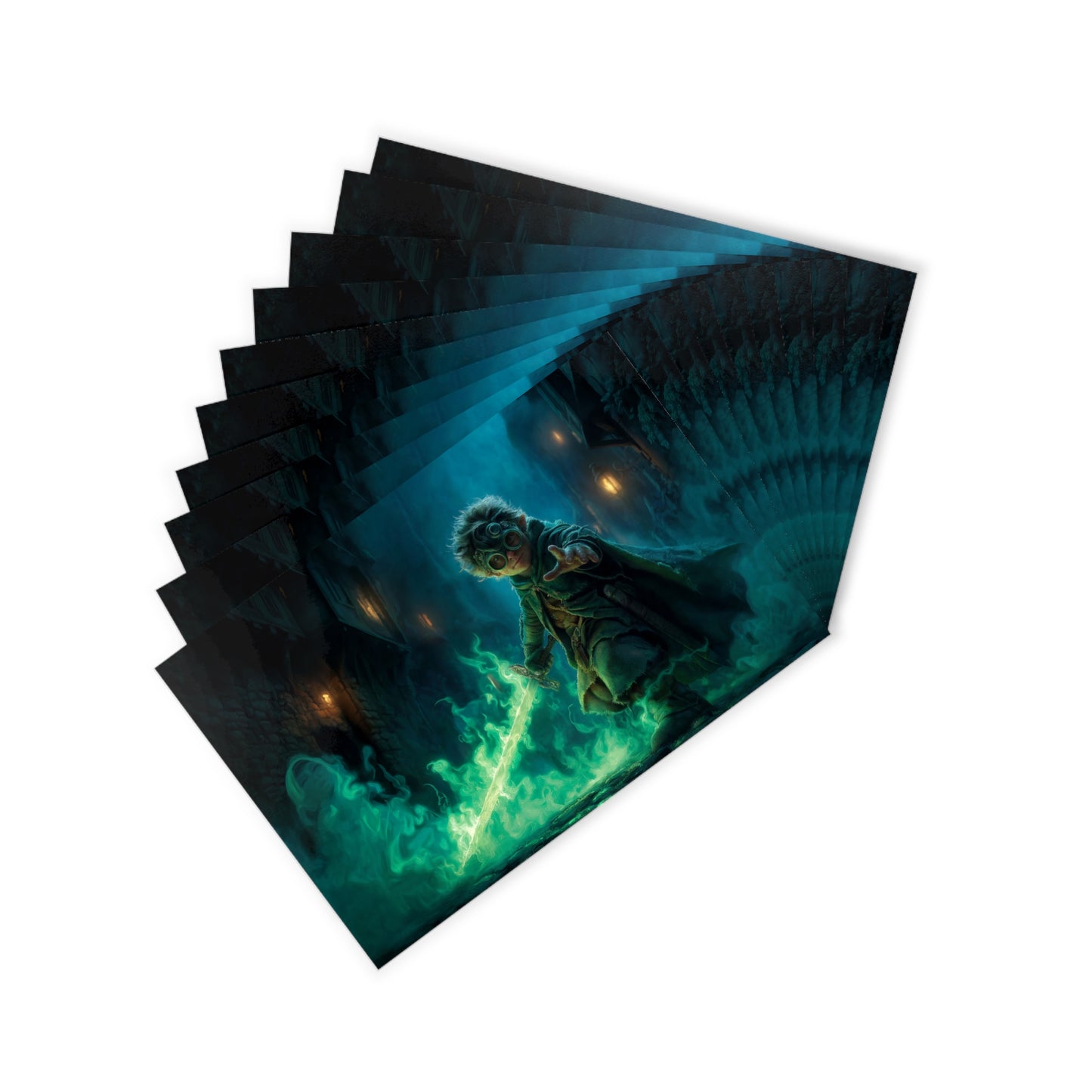 Steampunk Goblin Sentinel Postcards (10pcs) – Emerald Blade Guardian