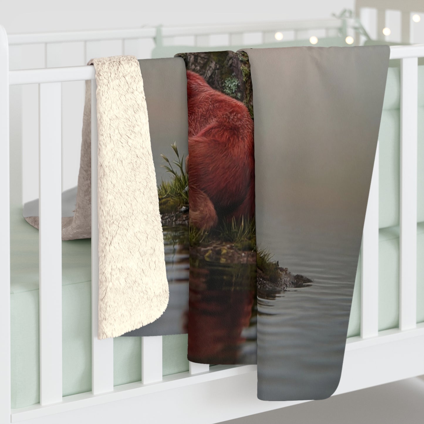 Starlit Stag Sherpa Fleece Blanket – Mossy Isle Lantern Glow