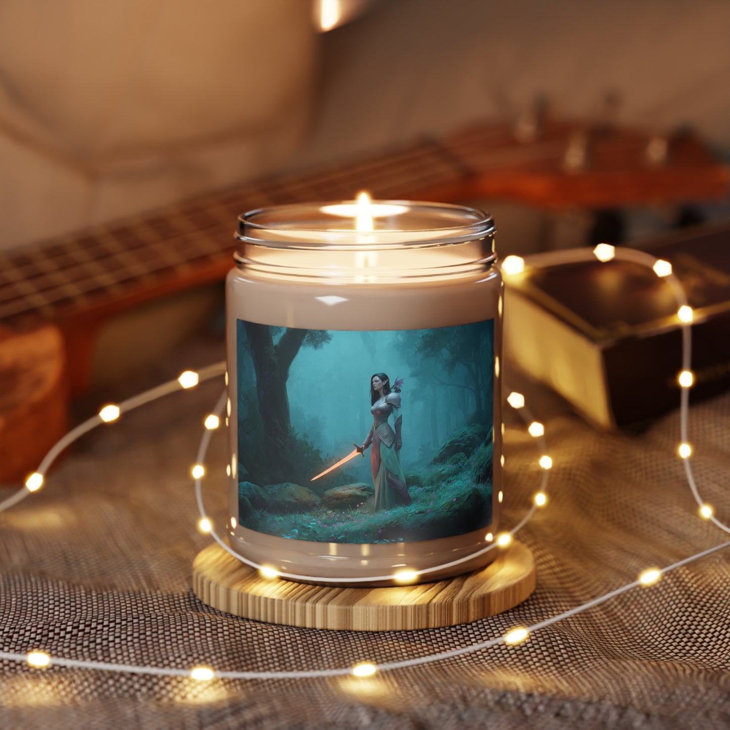 Elven Guardian Scented Soy Candles with White Lid, 9oz – Moonlit Swordlit Grove