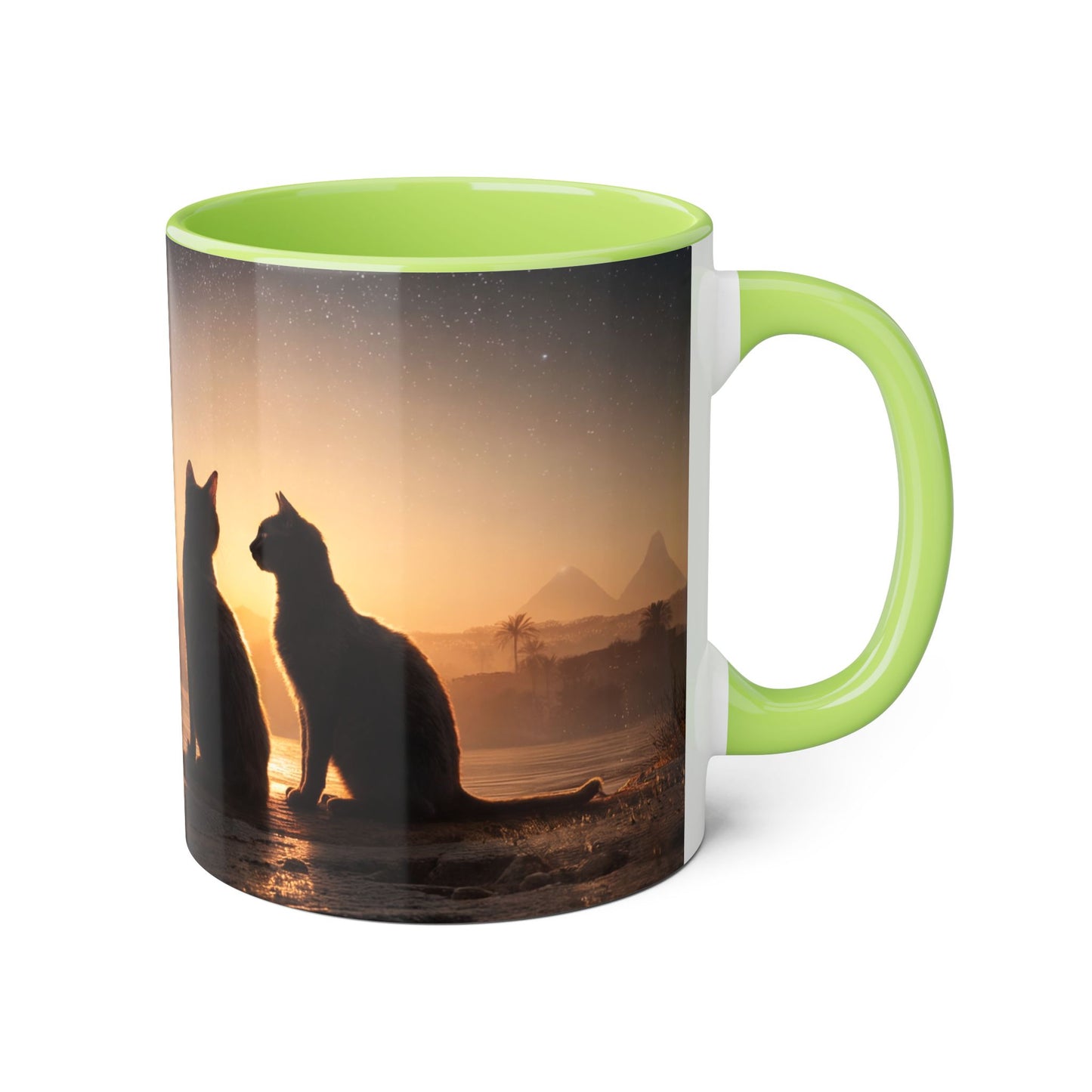 Twin Cats at the Pyramids Accent Mugs, 11oz – Nile Starlight Silhouette