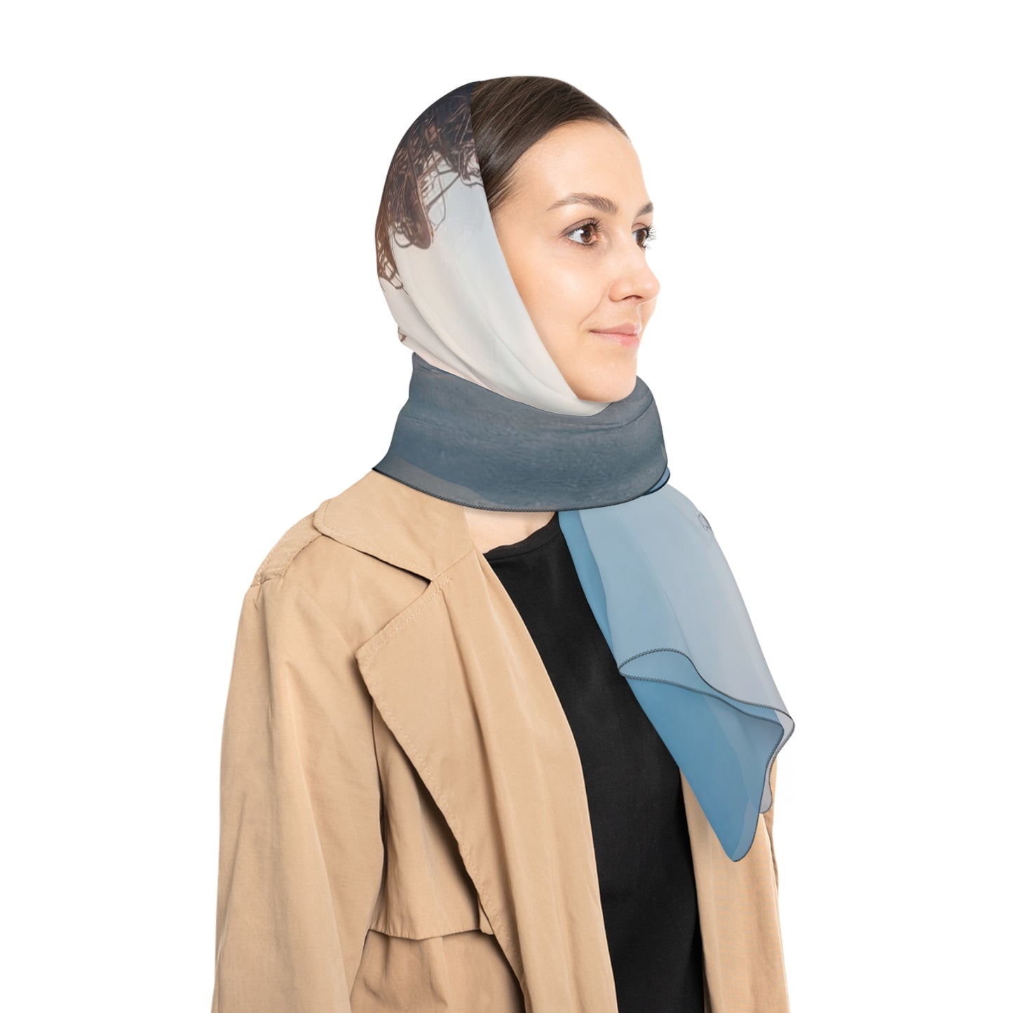 Skyward Steam Tower Poly Scarf – Industrial Dawn Dreamscape
