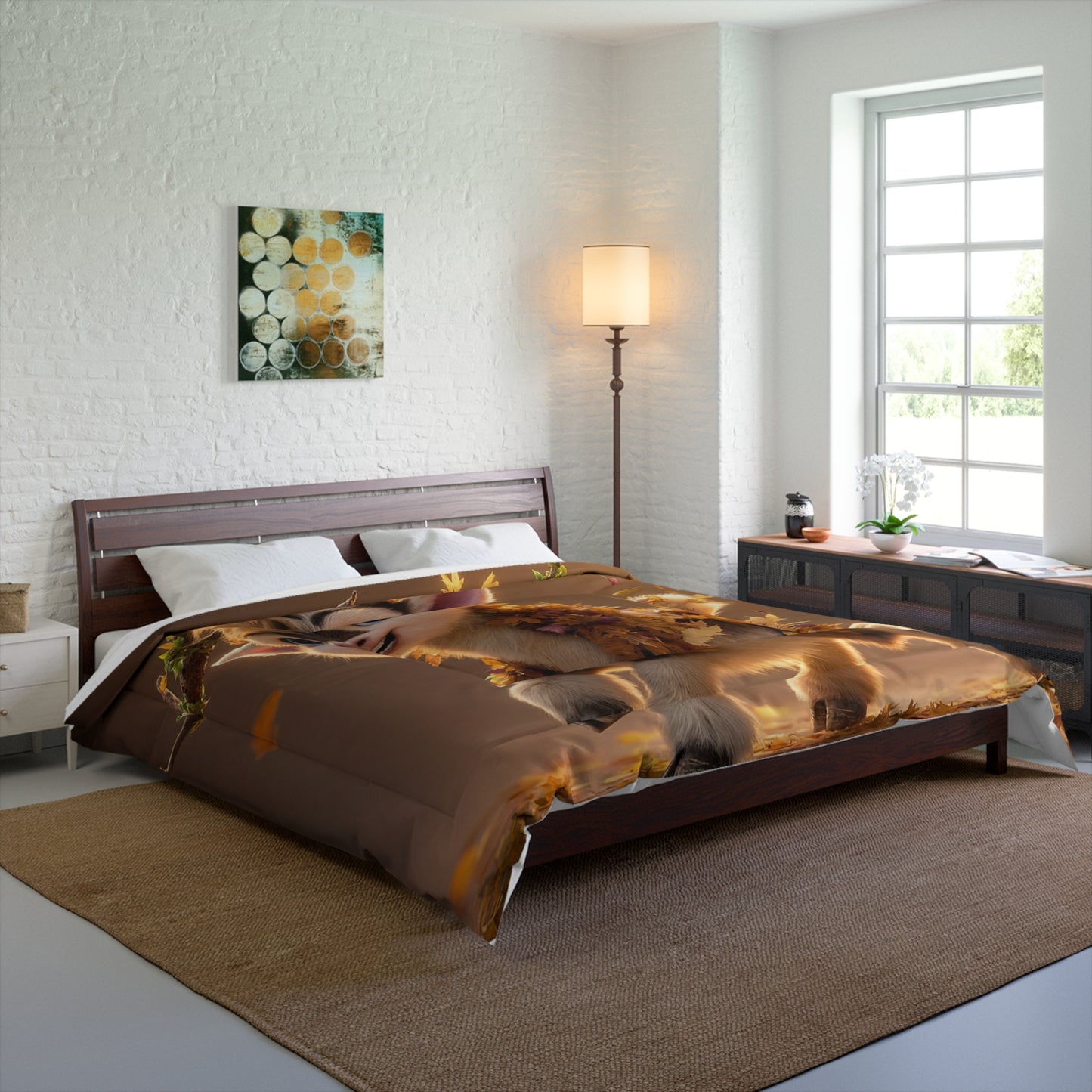 Autumn Sprite Comforter – Golden Leaf Dance Through Sunlit Woods