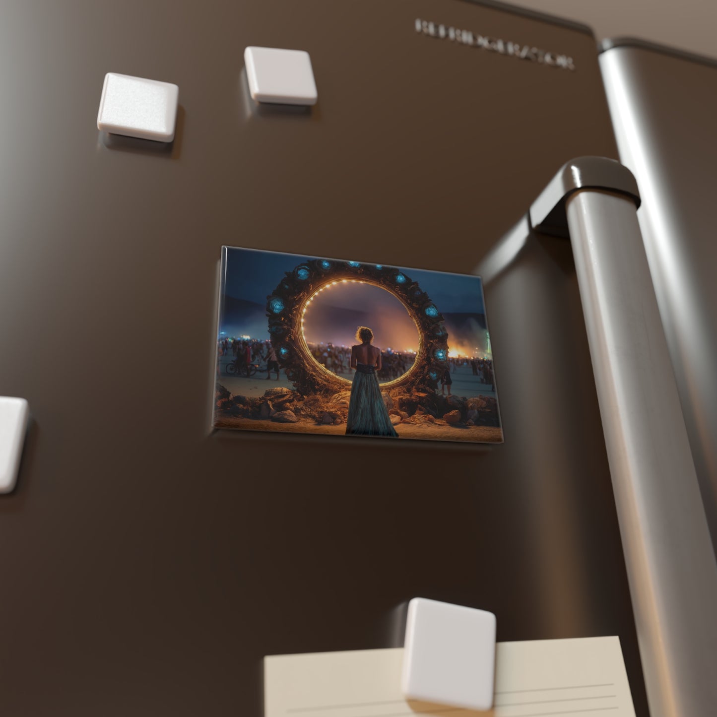 Portal Gate Wanderer Button Magnet, Rectangle (1 & 10 pcs) – Threshold of Twilight Dreams