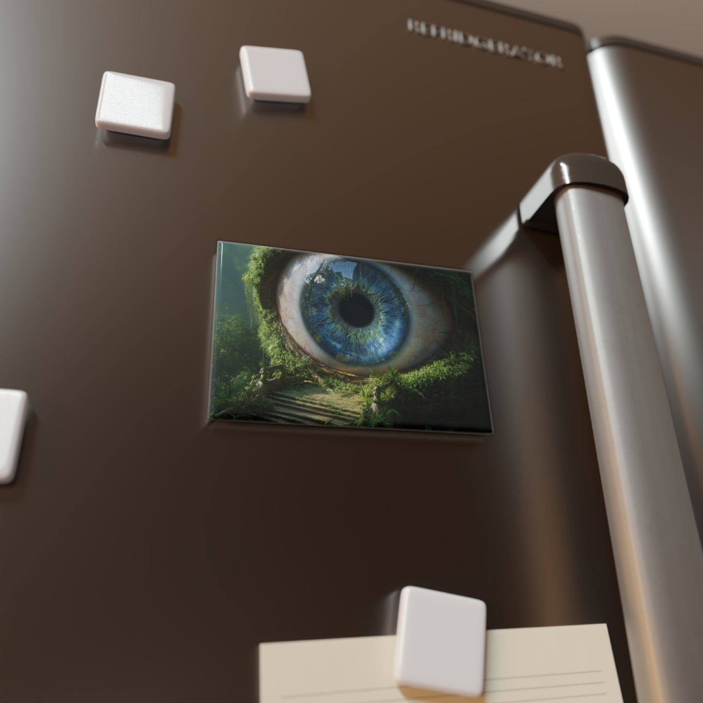 Watchful Forest Eye Button Magnet, Rectangle (1 & 10 pcs) – Guardian of the Verdant Deep