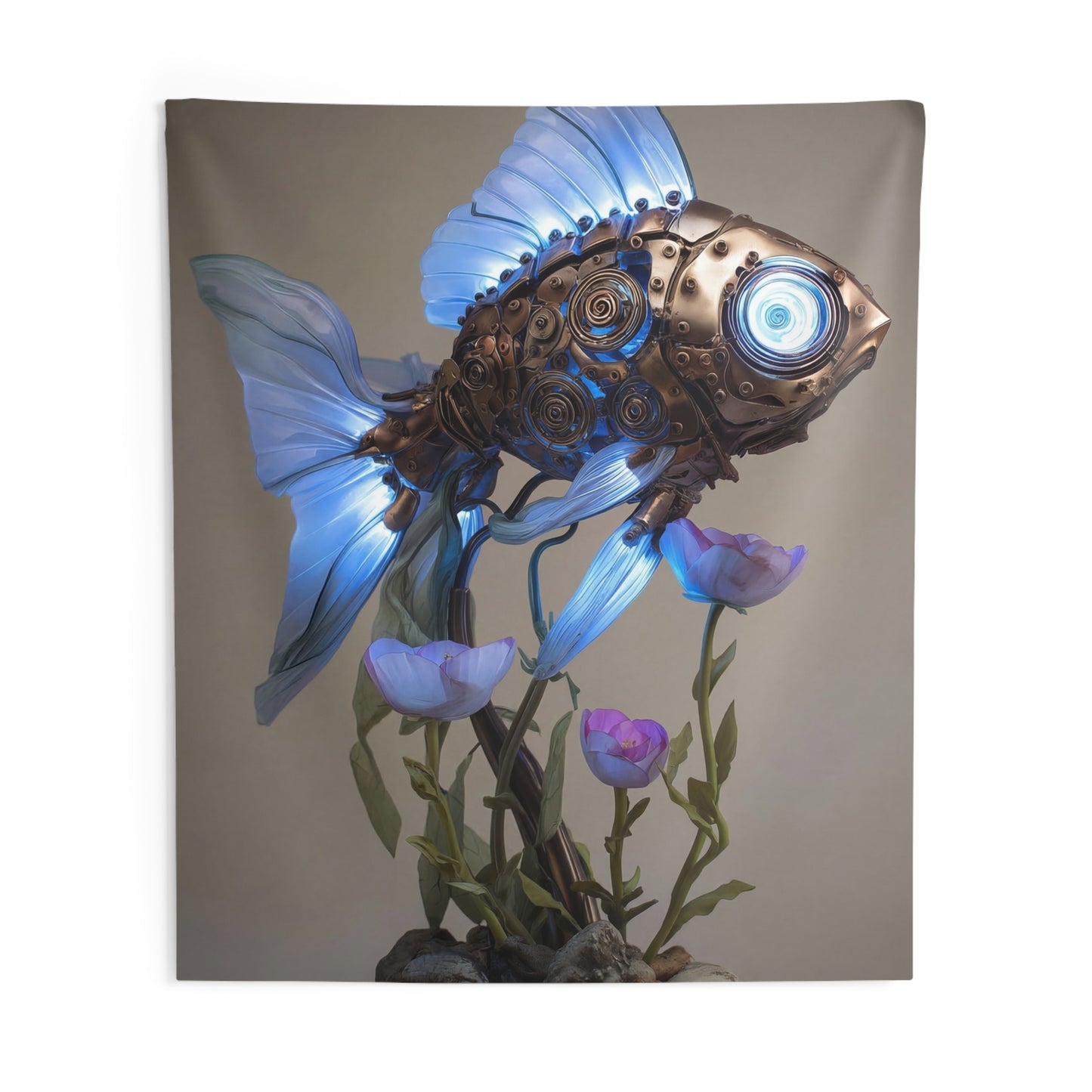Steampunk Goldfish Indoor Wall Tapestries – Luminescent Gilded Dreamer