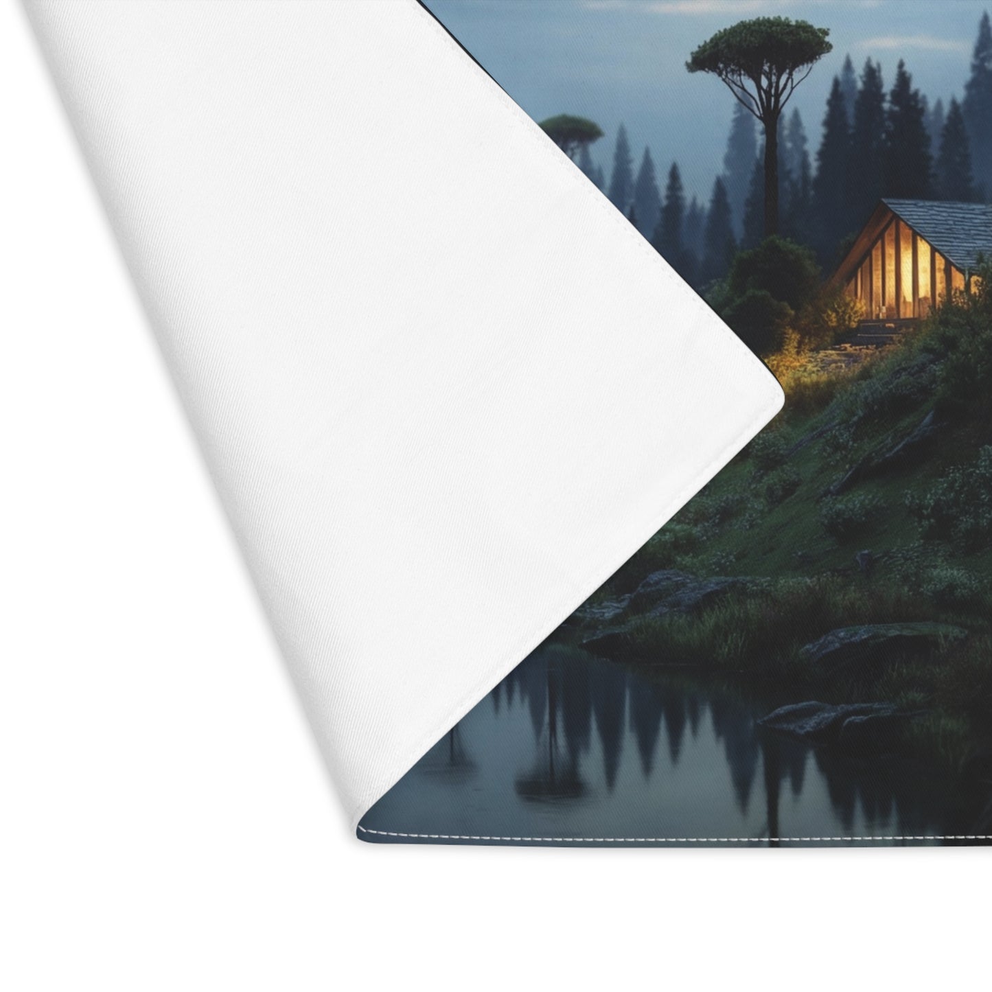 Moonlit Cabin Placemat – Whispering River Sanctuary