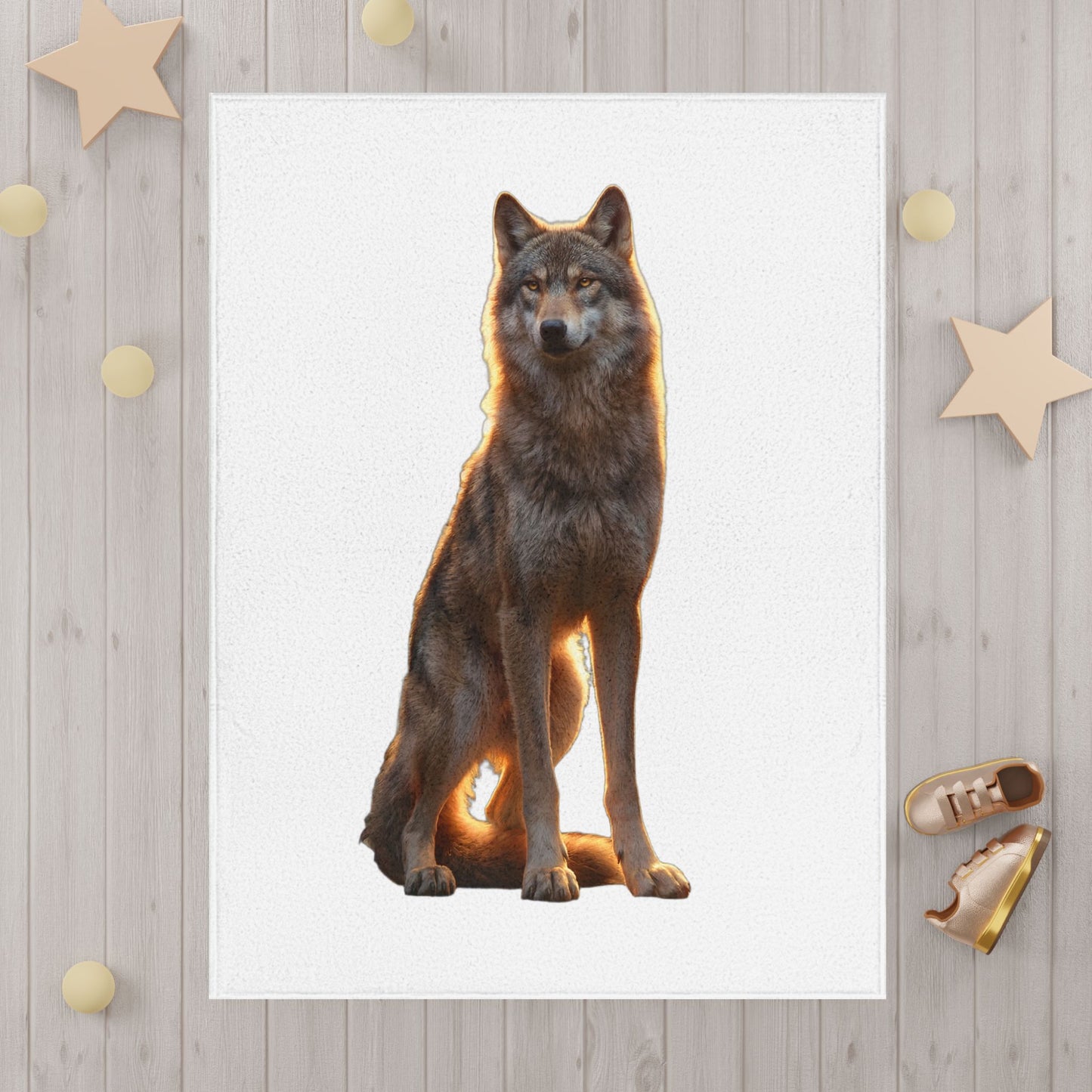 Golden Hour Wolf Toddler Blanket – Sentinal Gaze Soft Wrap