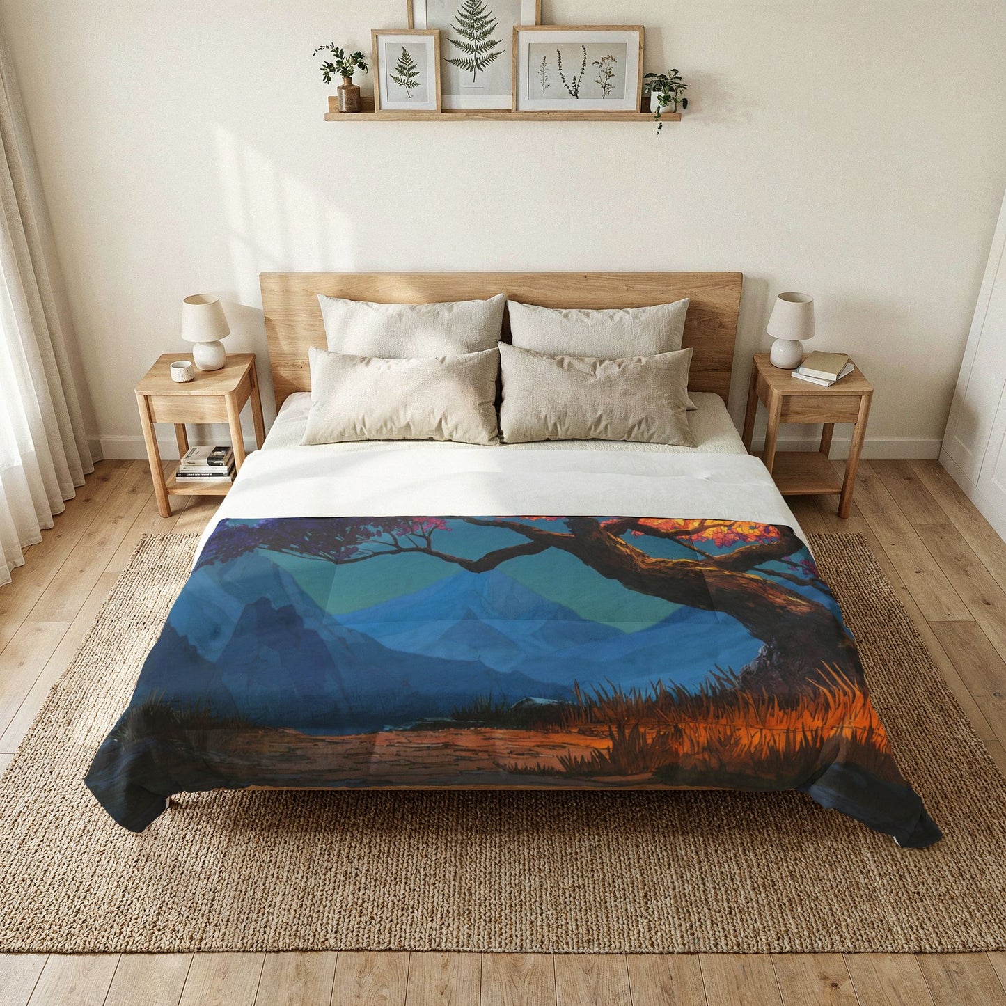 Twilight Bloom Comforter – Purple and Amber Forest Canopy