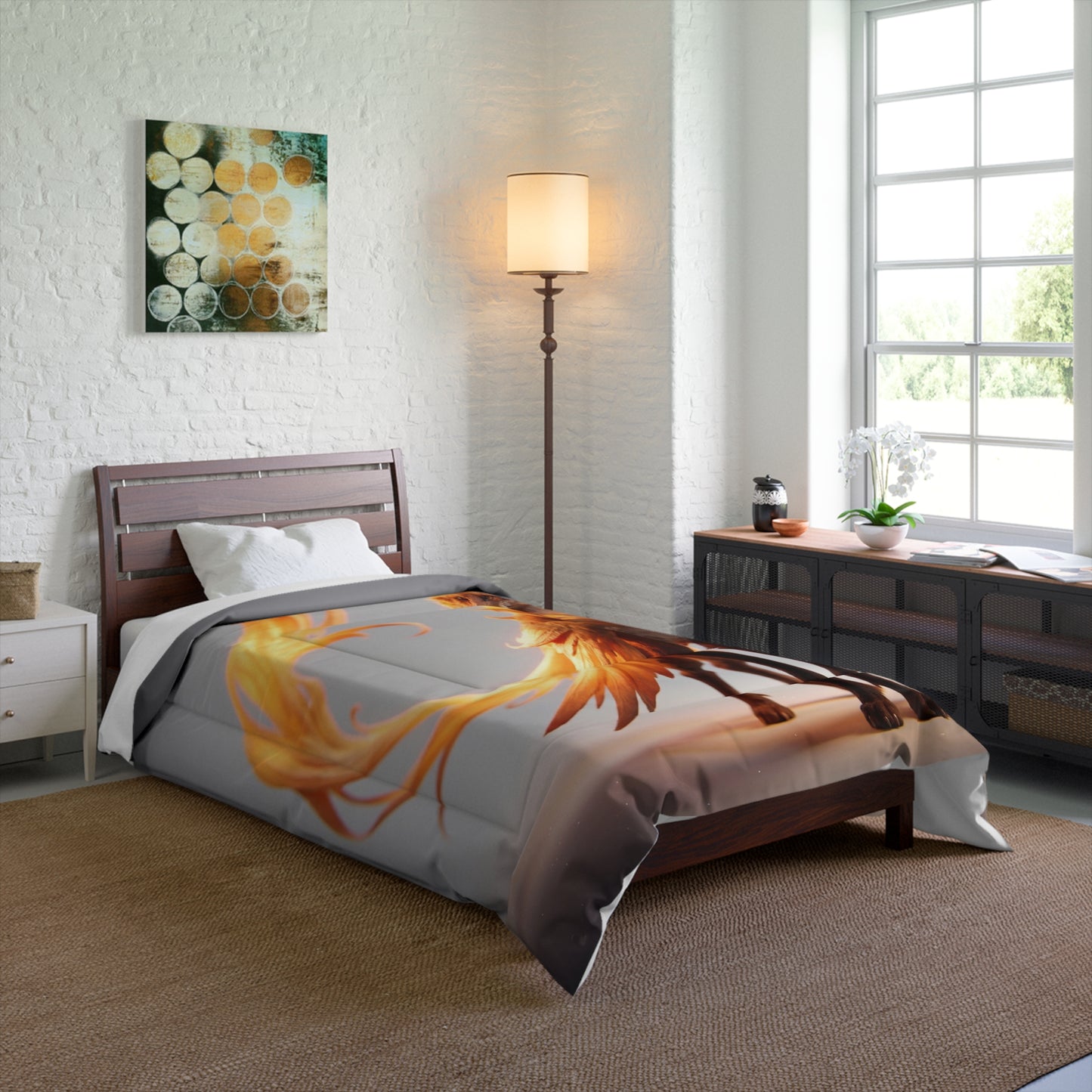 Phoenix Fox Comforter – Radiant Ember Guardian