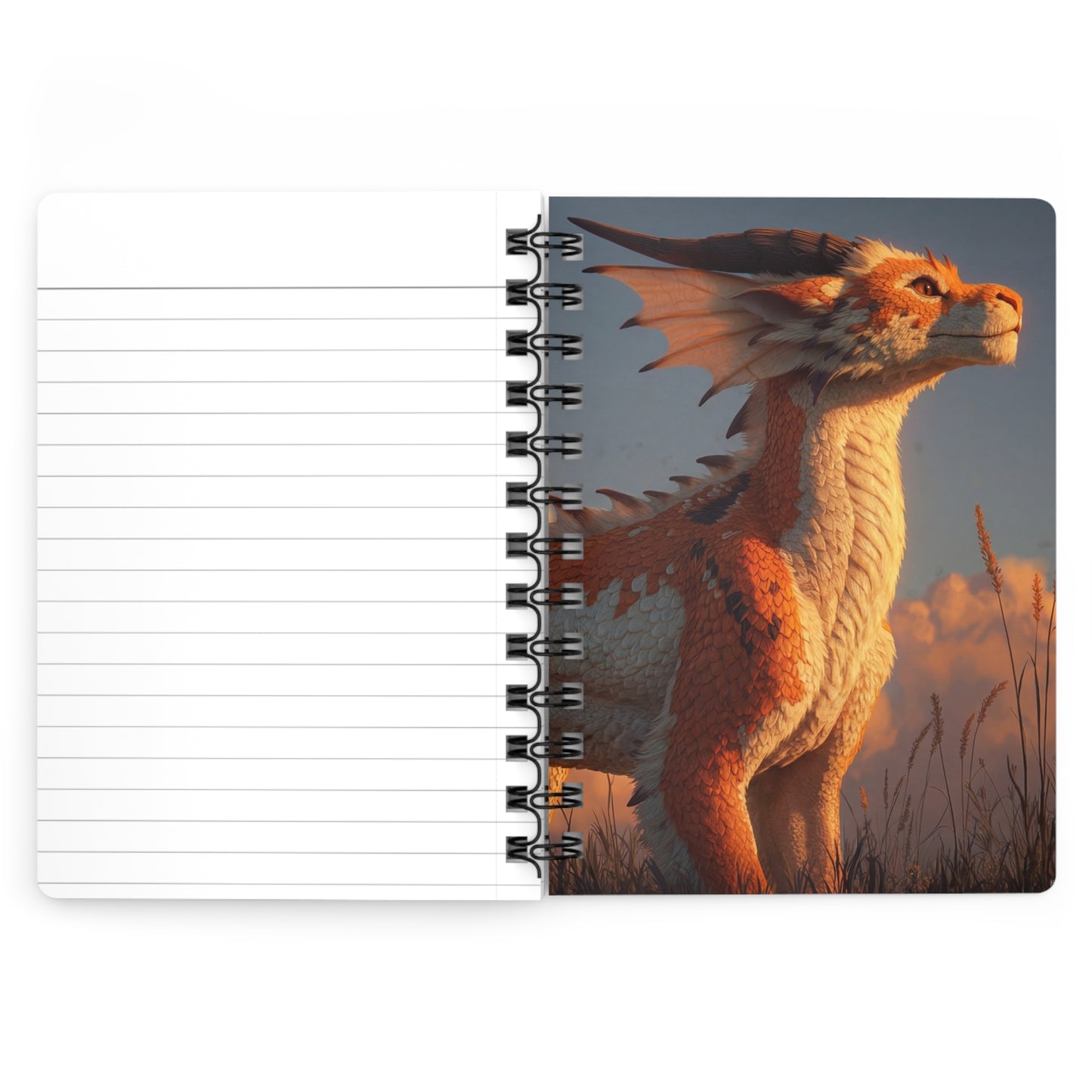 Sunset Dragon Spiral Bound Journal – Warm Ember Guardian