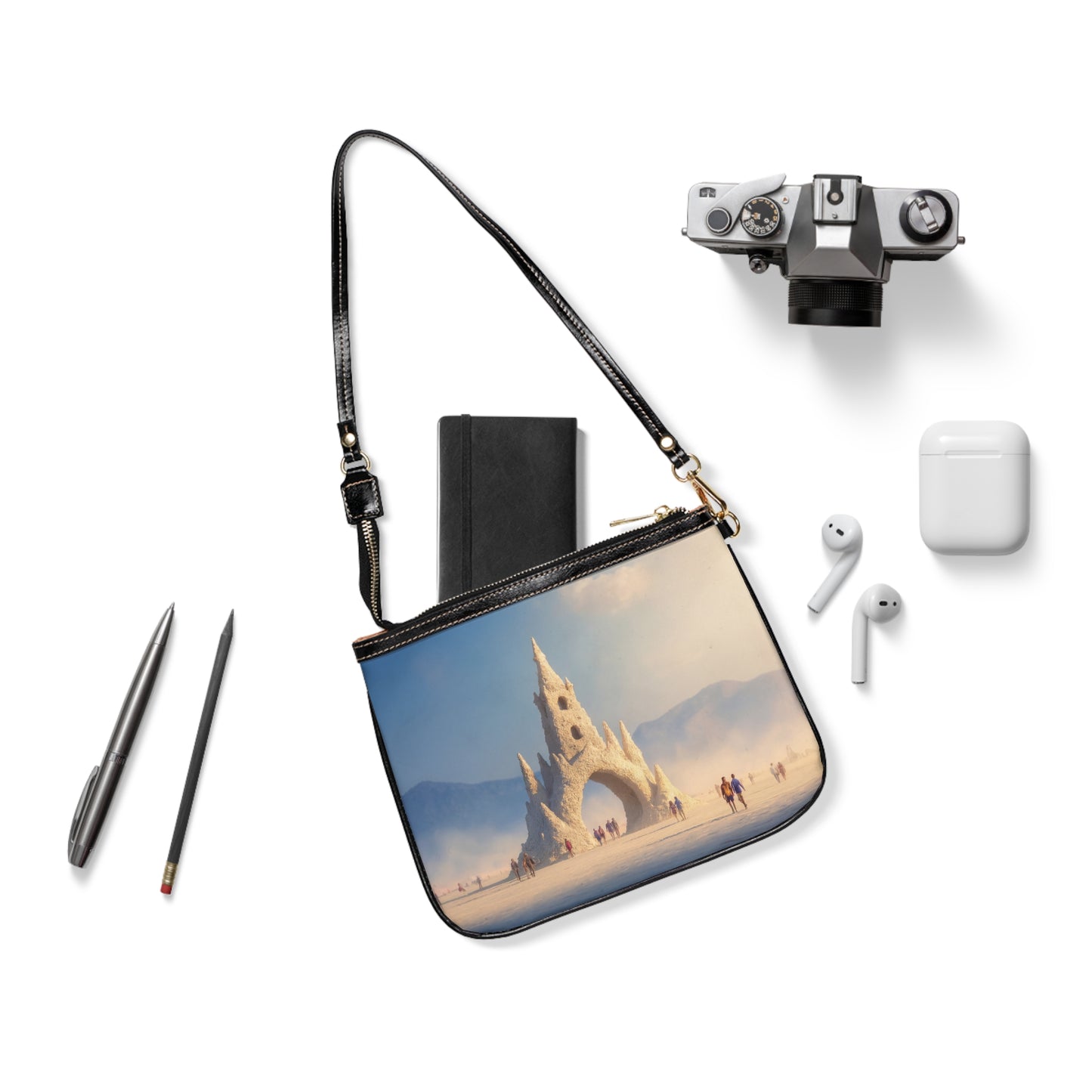 Desert Castle Archway Small Shoulder Bag – Sunlit Sandscape Guardian