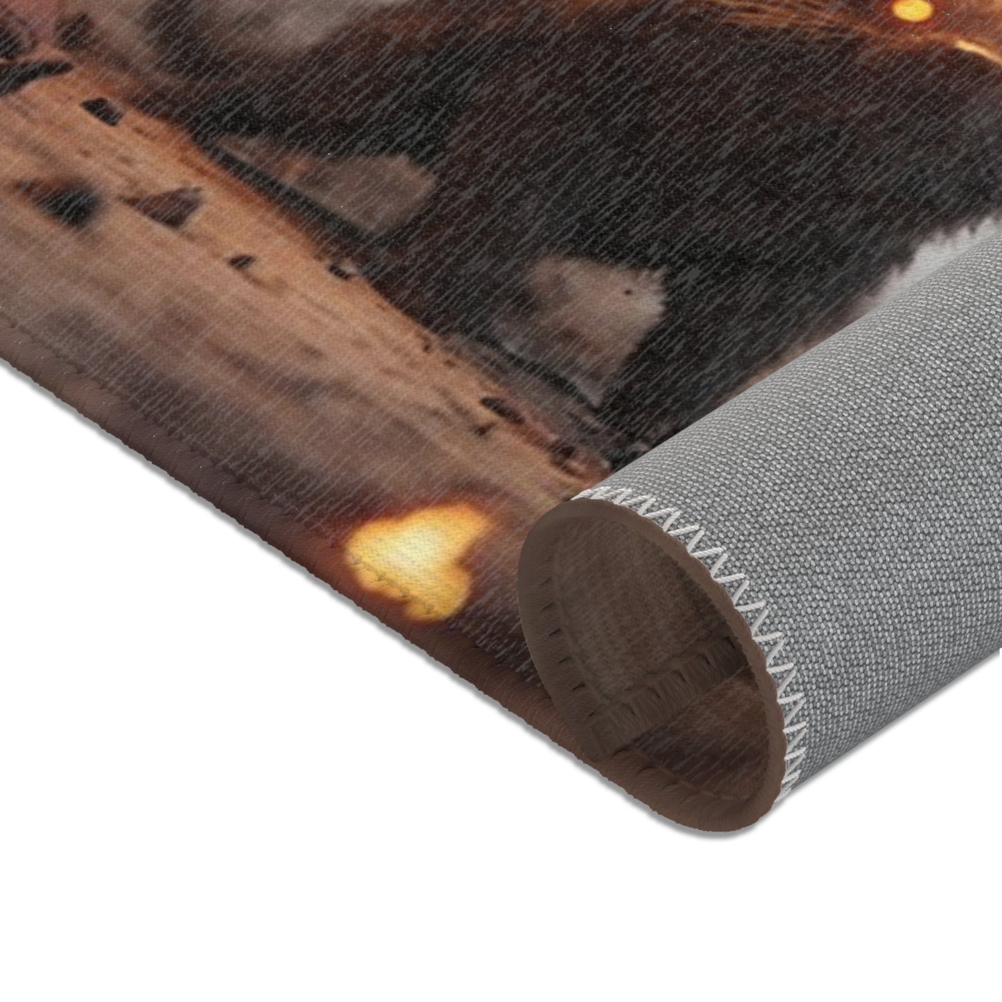 Flame-Winged Sentinel Area Rugs – Desert Mirage with Glowing Feline Companions