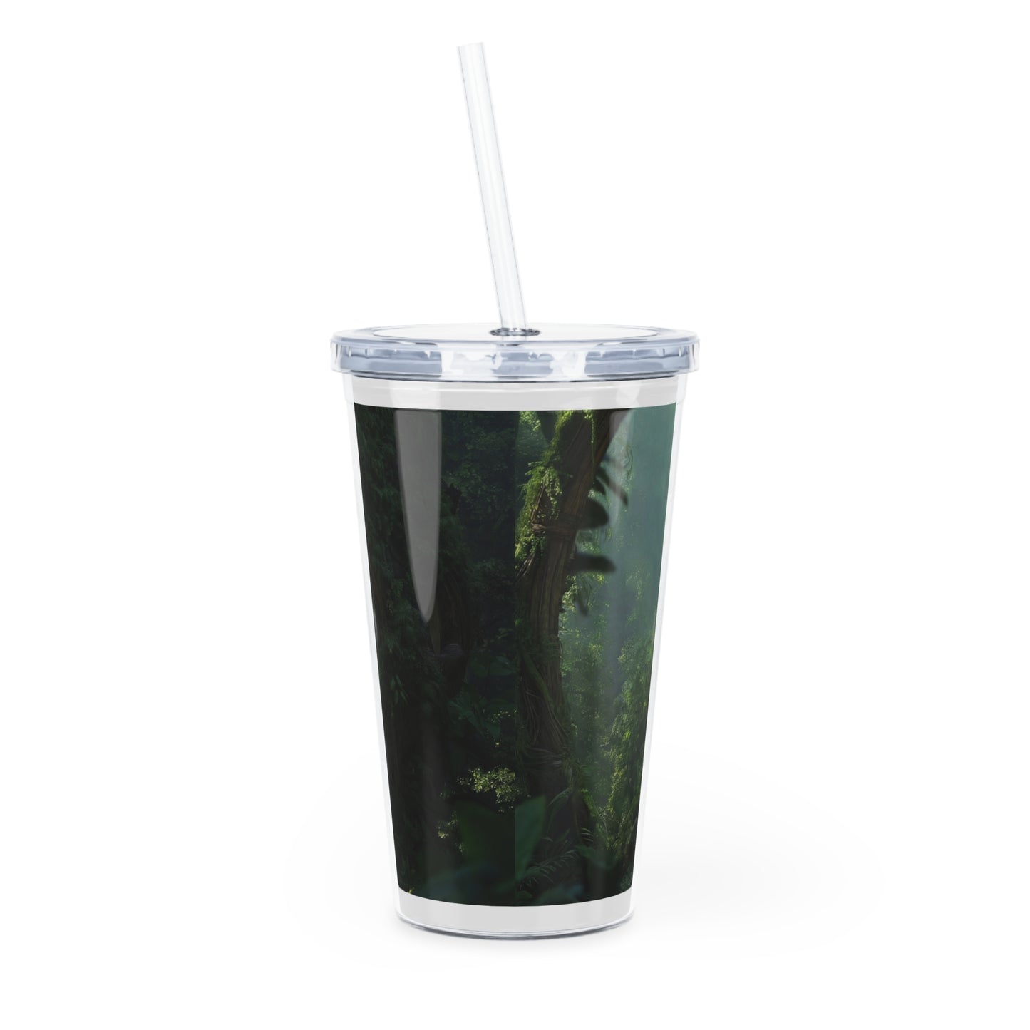 Guardian Forest Eye Plastic Tumbler with Straw – Watchful Jungle Portal