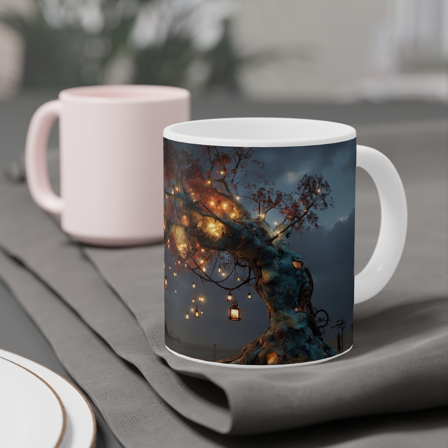 Luminous Wisteria Tree Ceramic Mugs (11oz\15oz\20oz) – Desert Night’s Warm Embrace