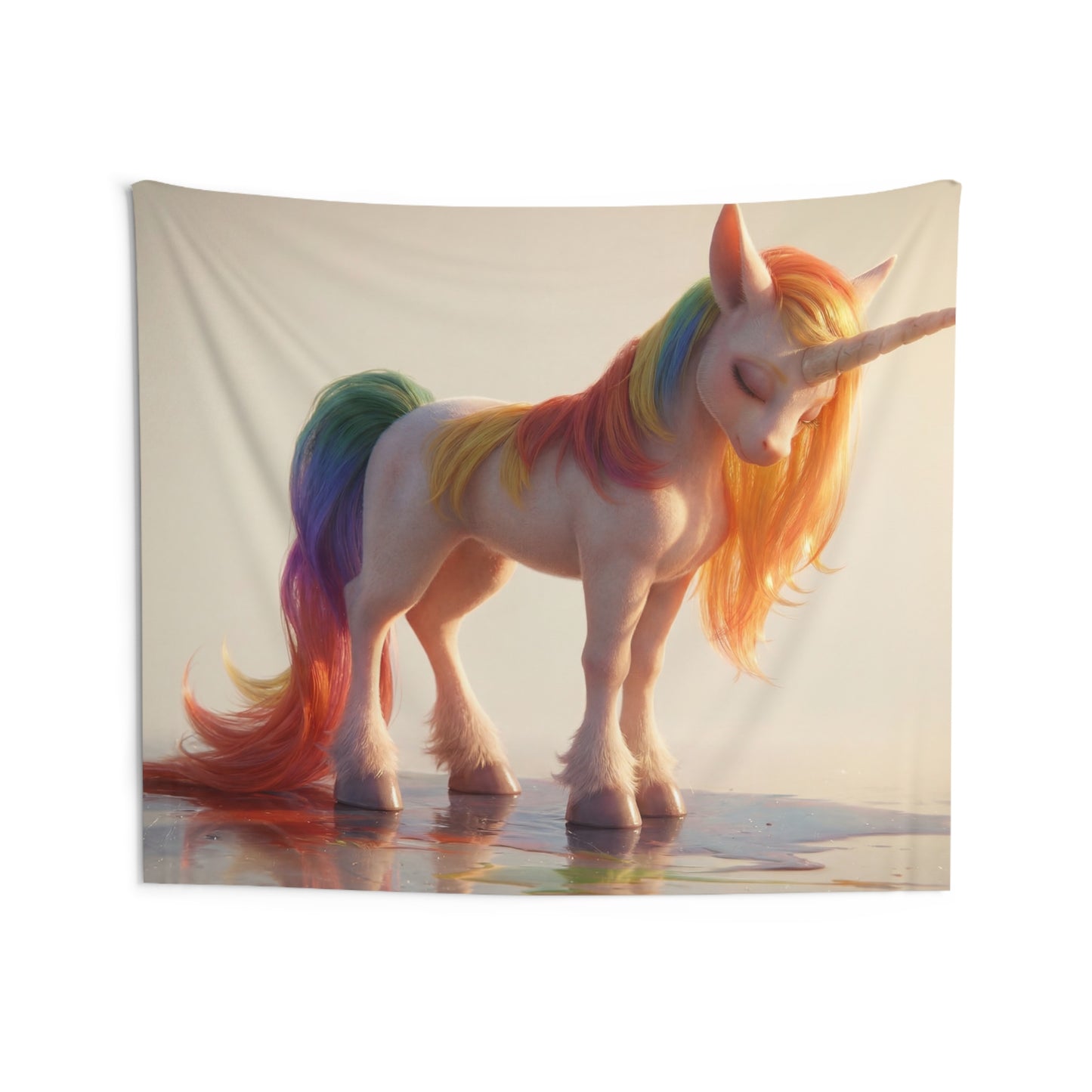 Rainbow Mane Unicorn Indoor Wall Tapestries – Sunset Dreamscape Guardian